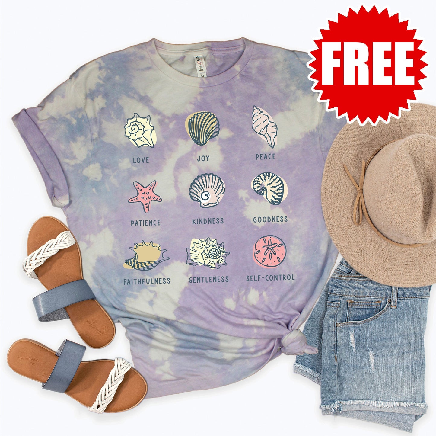 Fruit of the Spirit Tee - Lavender Sky Tie Dye - FREE