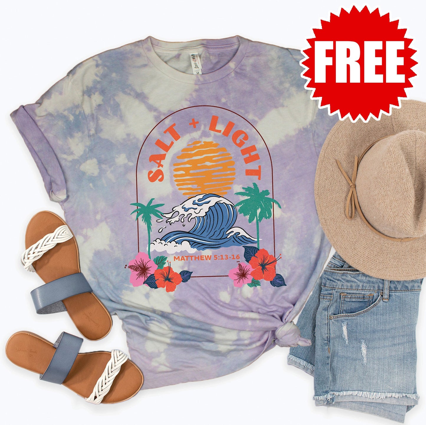 Salt And Light Tee - Lavender Sky Tie Dye - 0