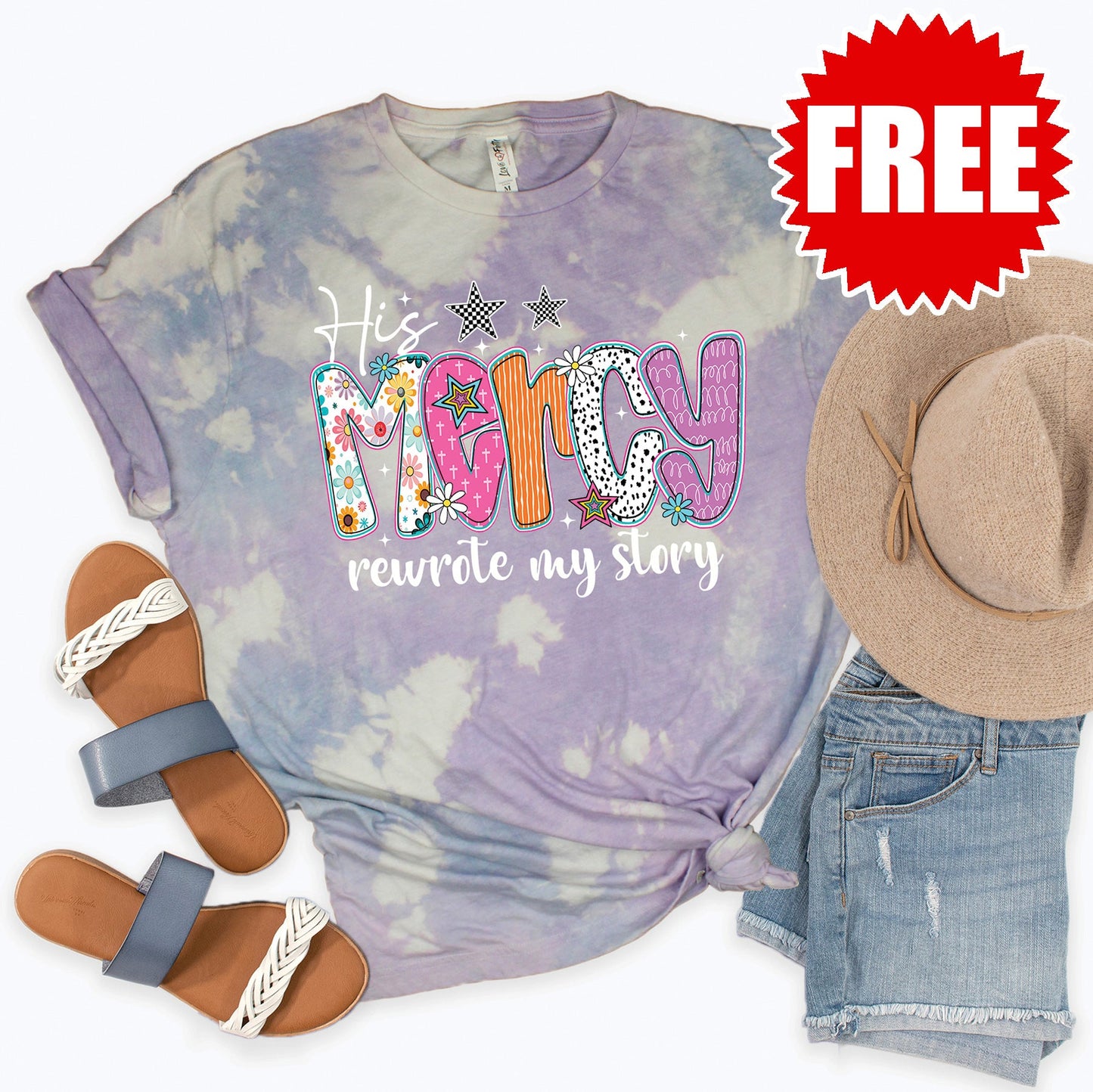 Mercy Tee - Lavender Sky Tie Dye - 0
