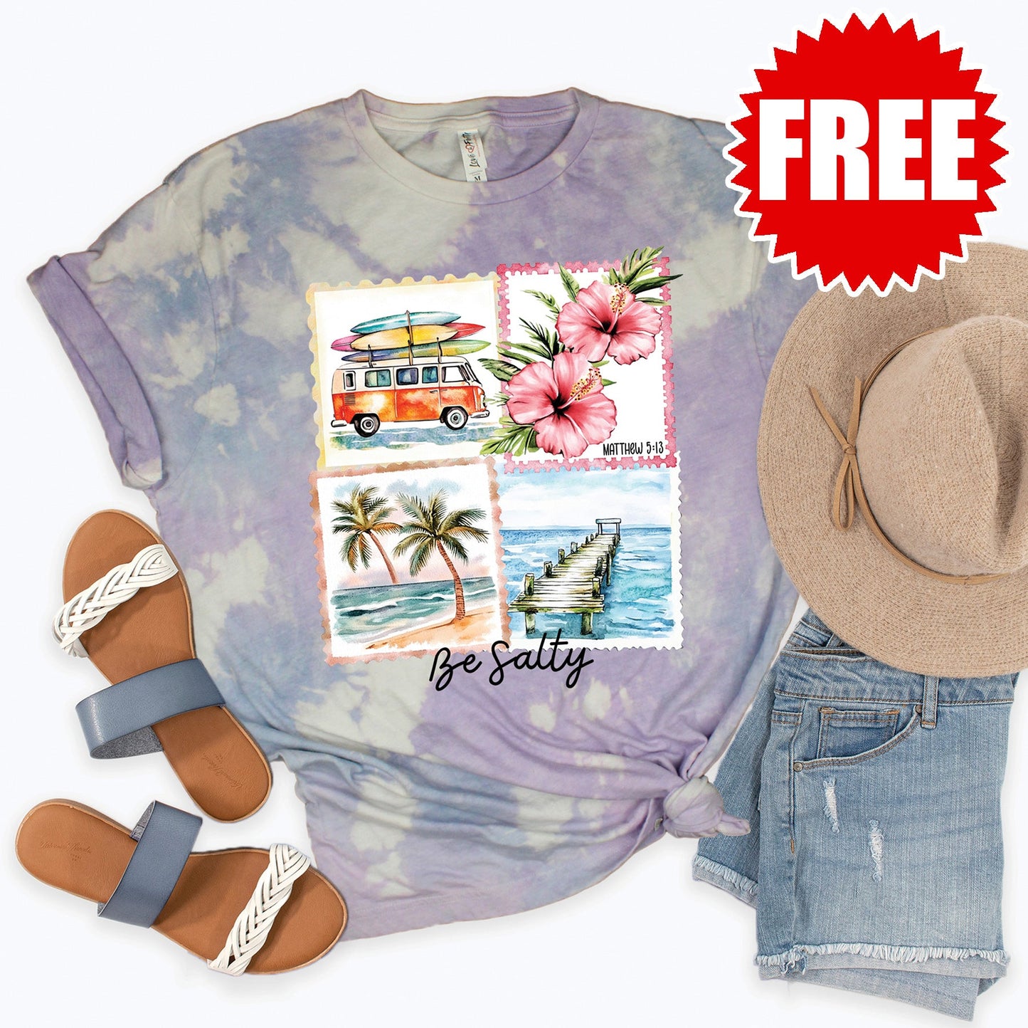 Be Salty Tee - Lavender Sky Tie Dye - 0