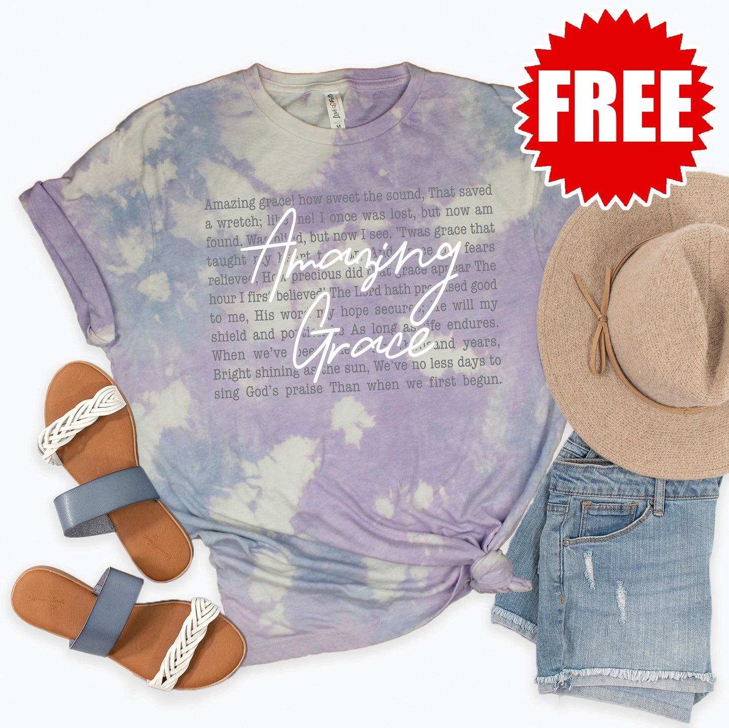 Amazing Grace Tee - Lavender Sky Tie Dye - 0