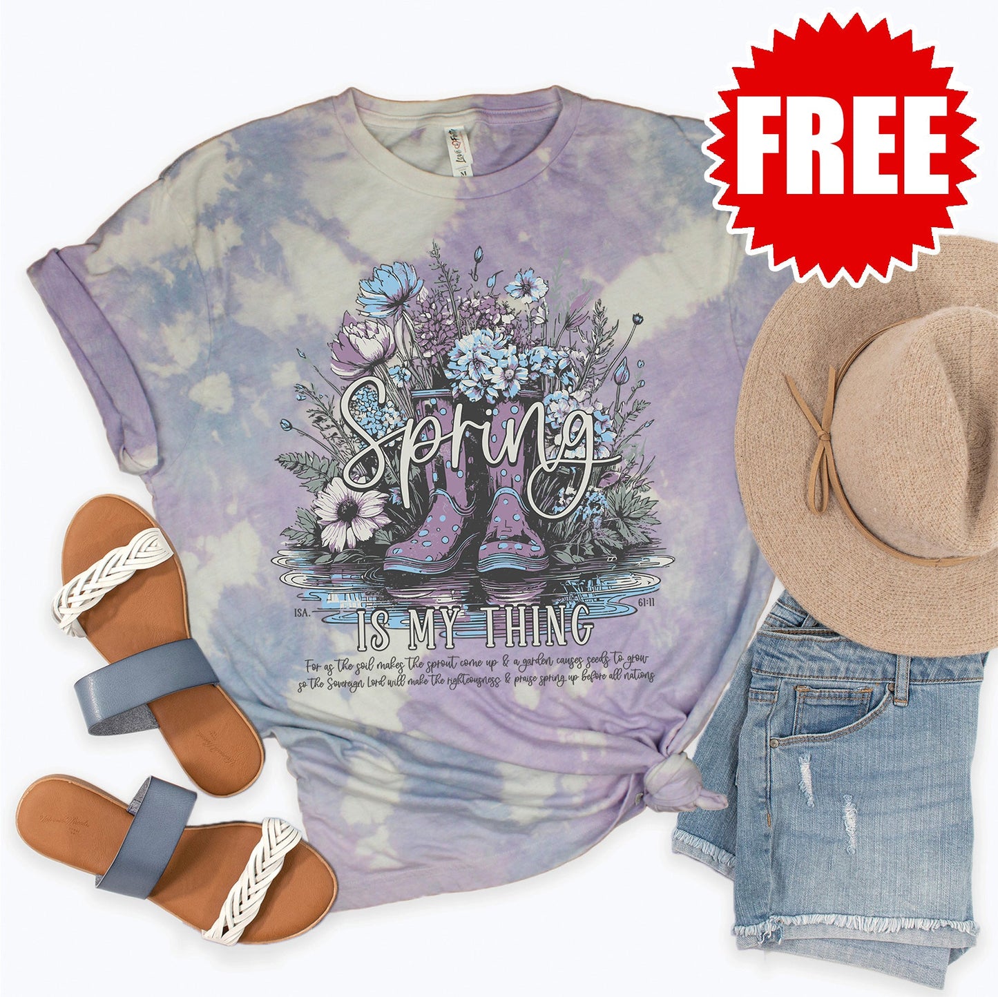Spring is my Thing Tee - Lavender Sky Tie Dye - 0