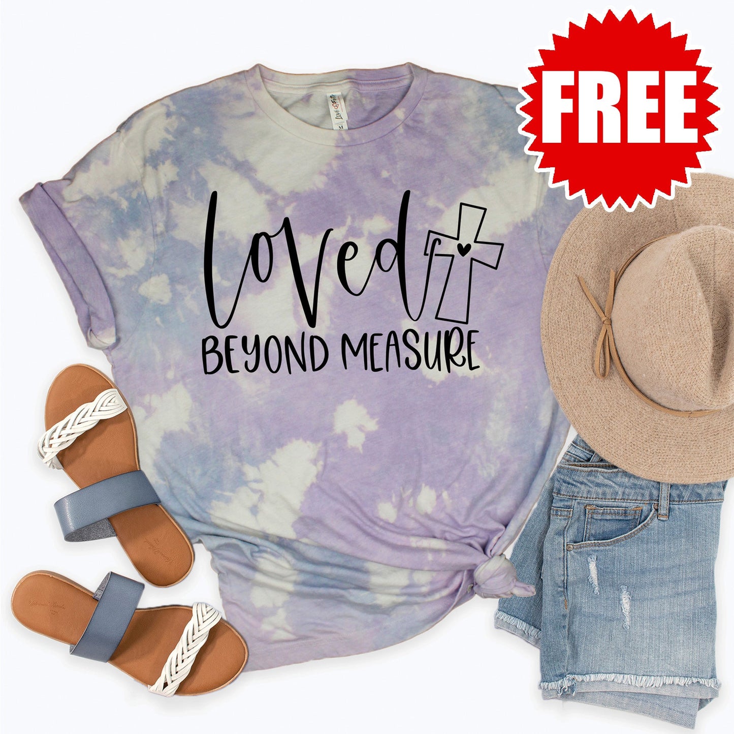 Loved Beyond Measure Tee - Lavender Sky Tie Dye - 0