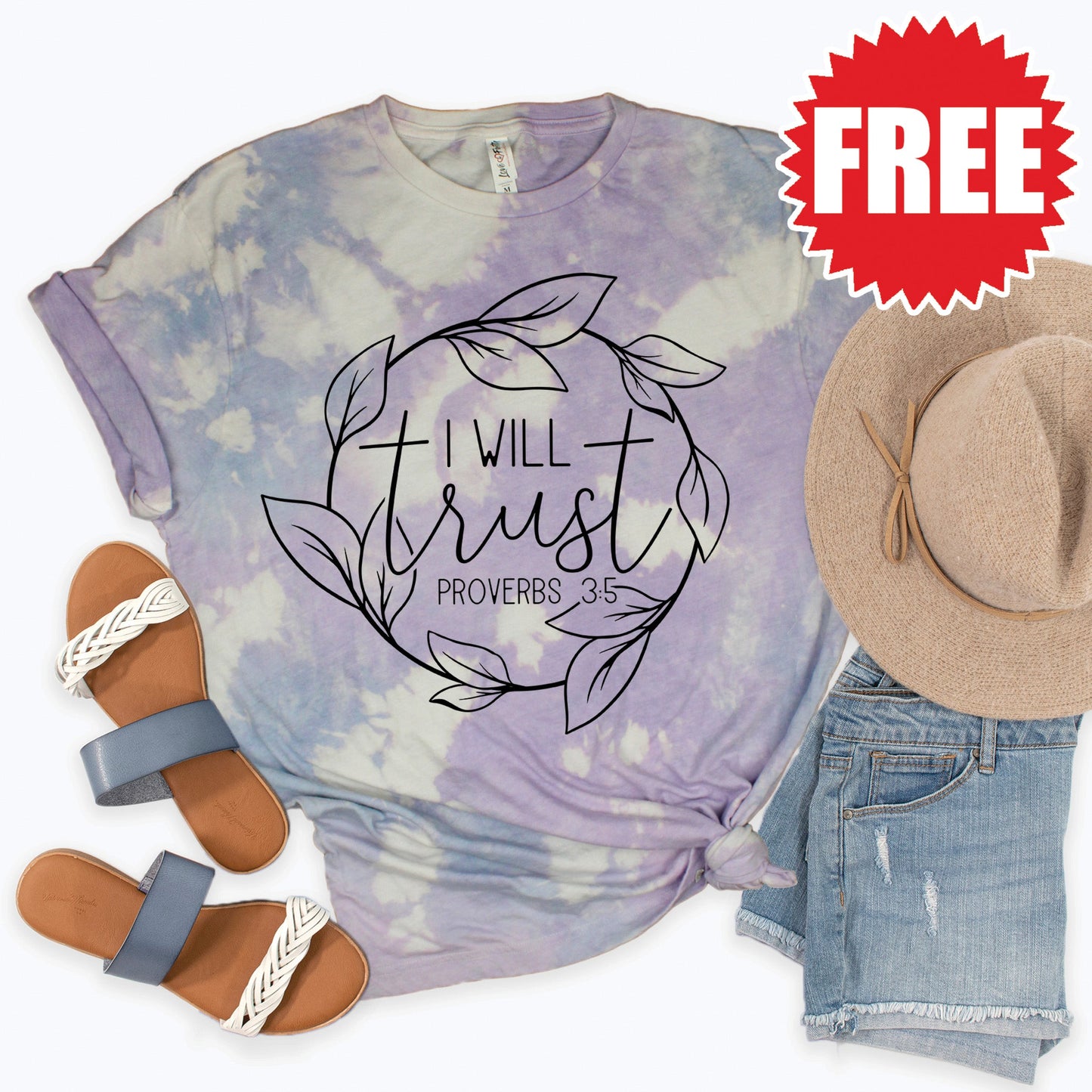 I Will Trust Tee - Lavender Sky Tie Dye - 0