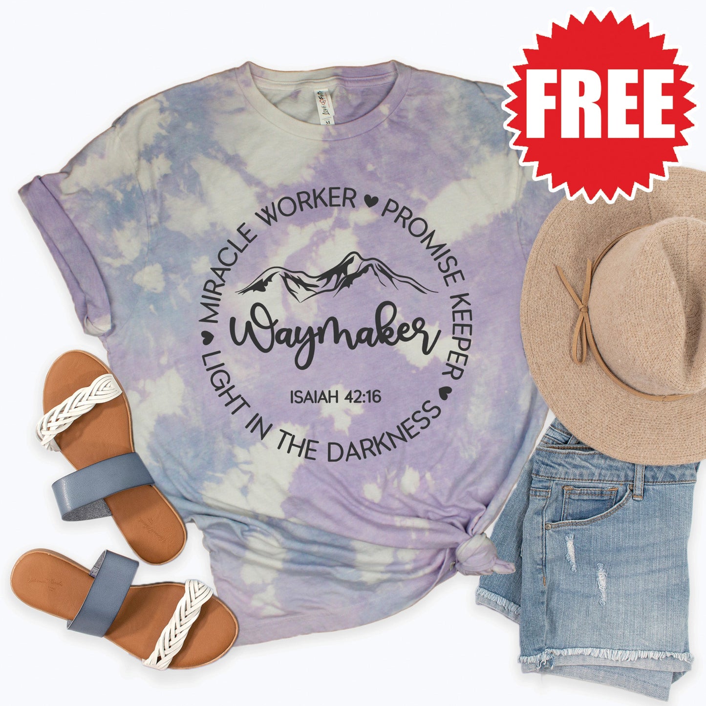Miracle Worker Tee - Lavender Sky Tie Dye - 0