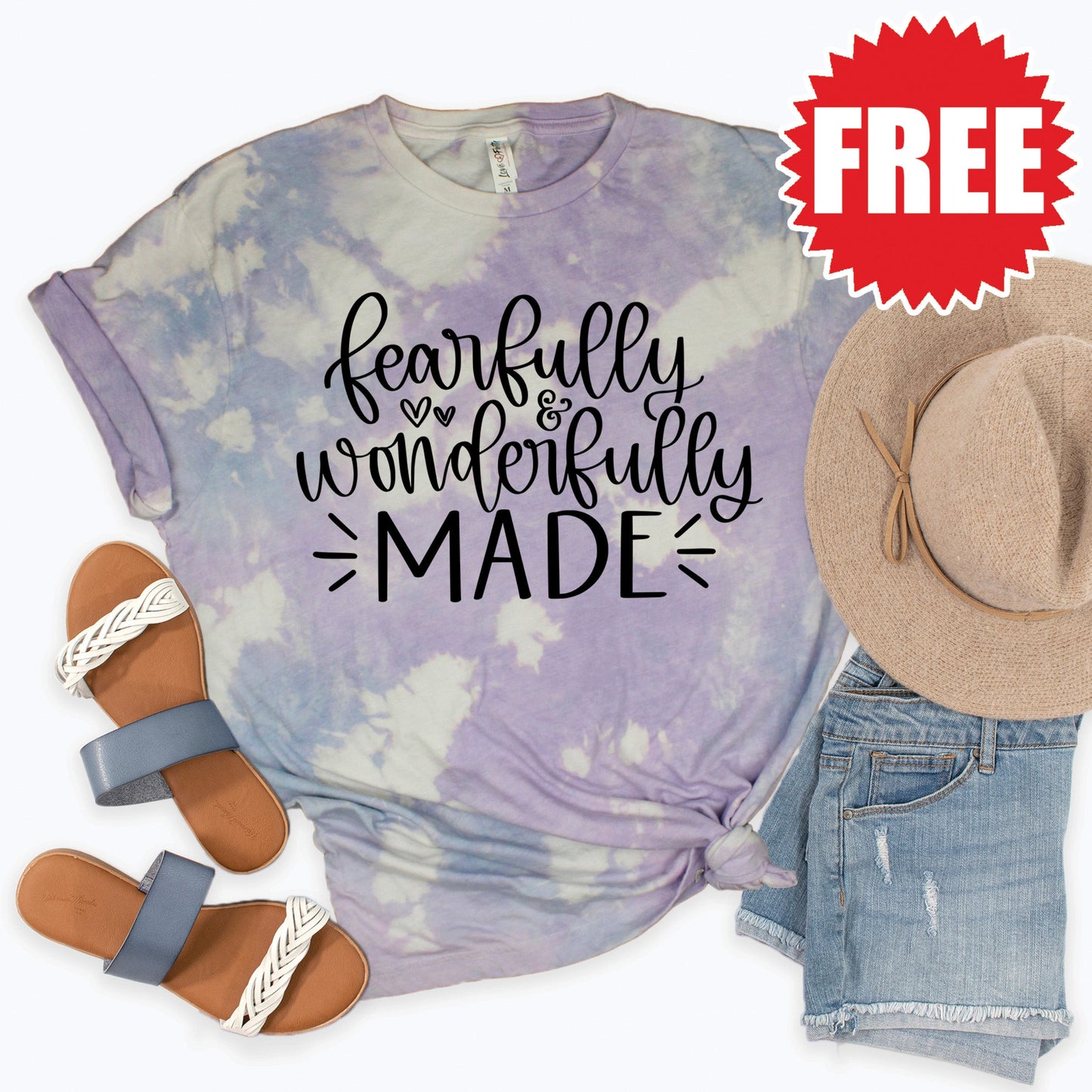 Fearfully And Wonderfully Tee - Lavender Sky Tie Dye - 0