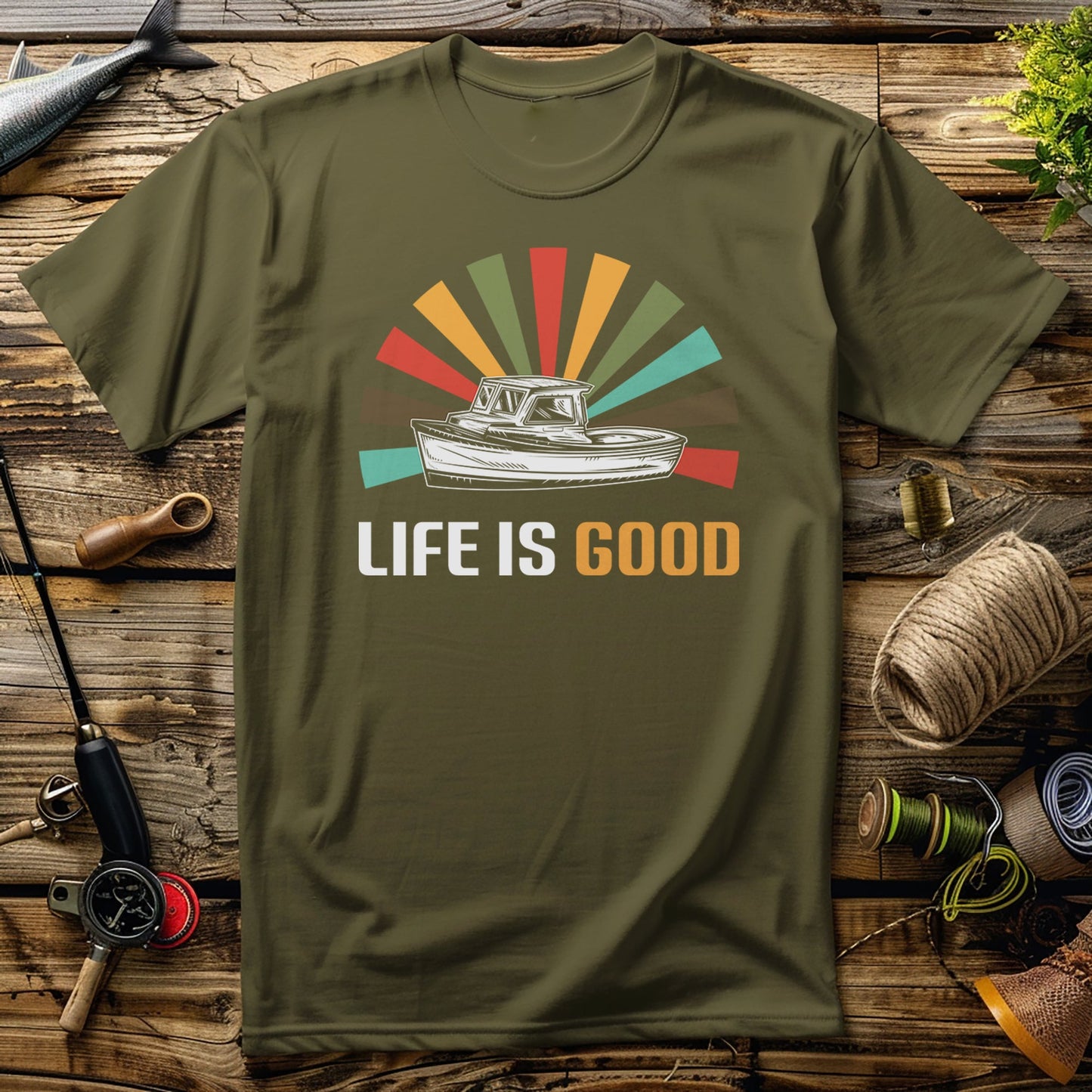 Life Is Good Fishing TShirt T-Shirt