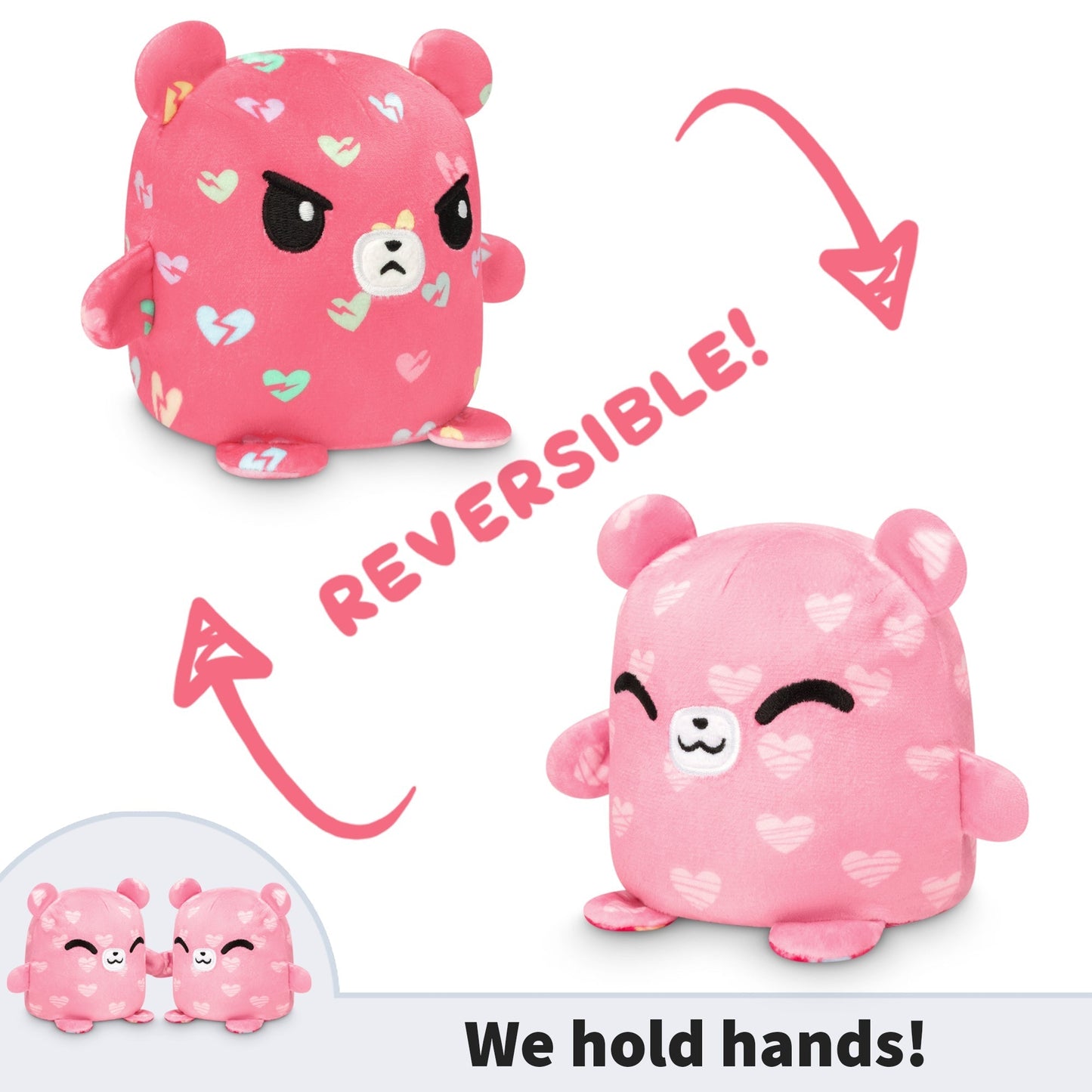 TeeTurtle Reversible Bear Plushmate (Hearts)