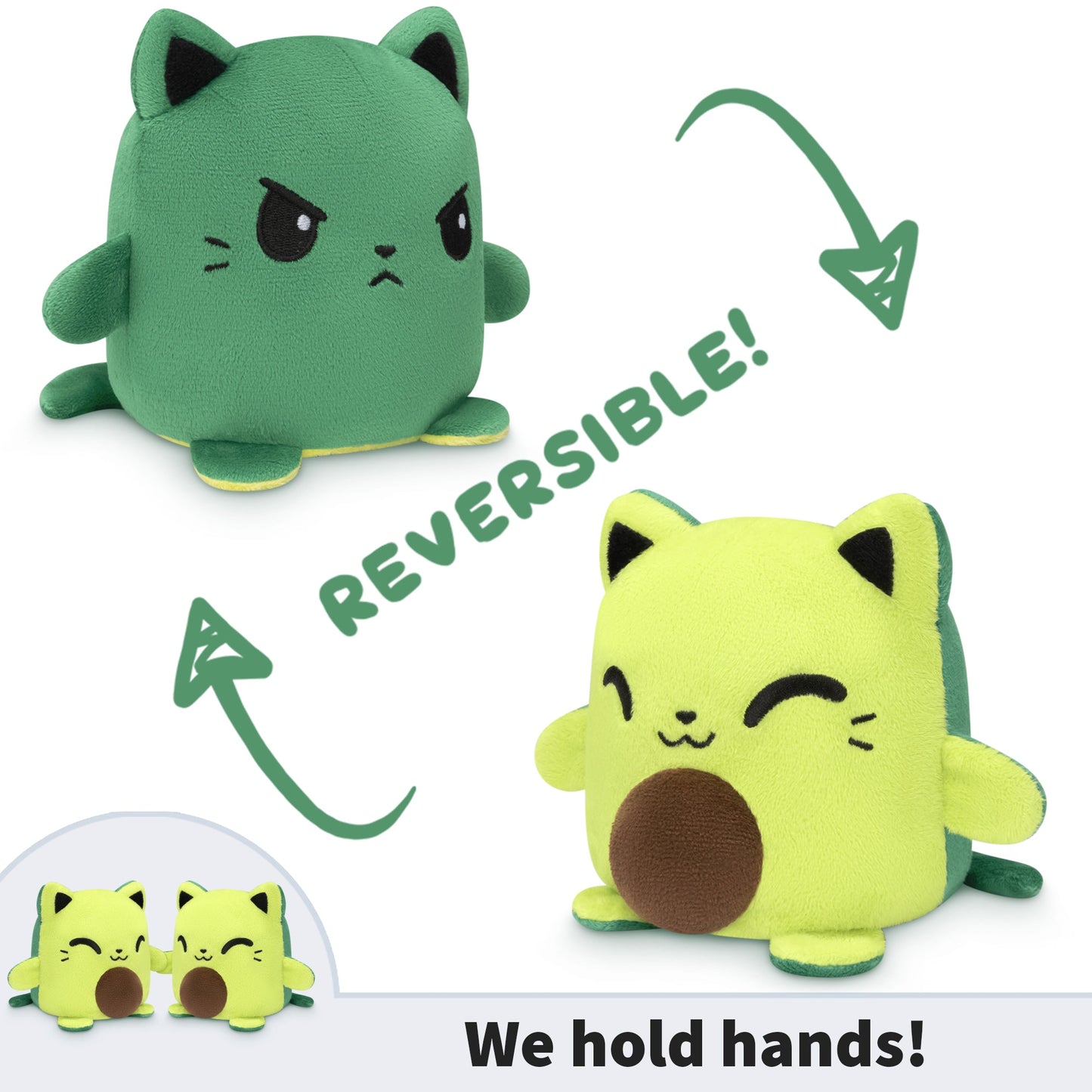 TeeTurtle Reversible Cat Plushmate (Avo-cat-o)