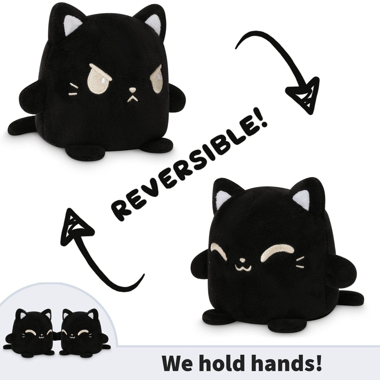 TeeTurtle Reversible Cat Plushmate (Black)