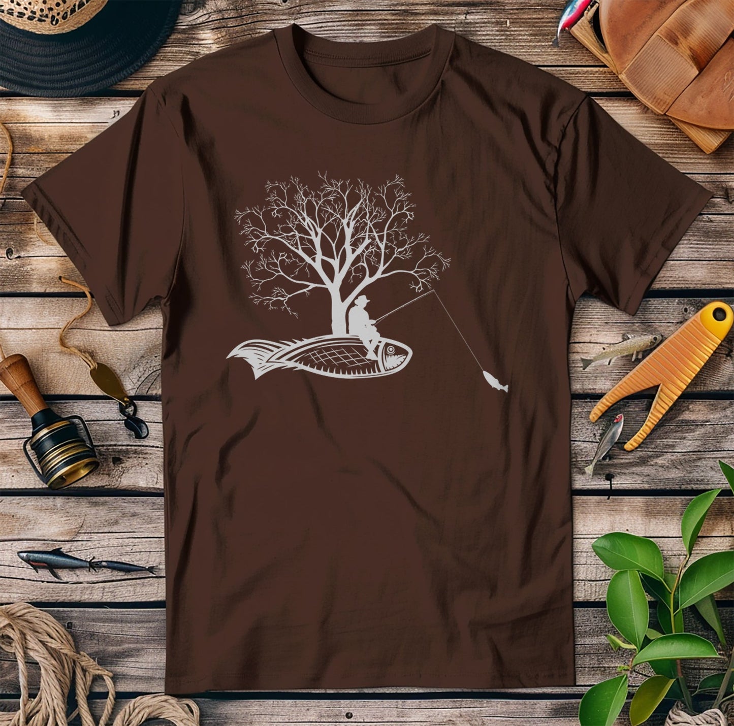 Man Sat On Fish Drawing TShirt