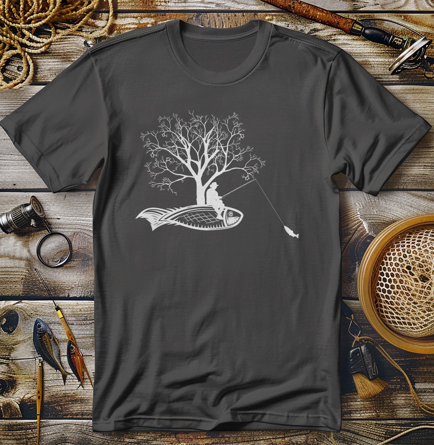 Man Sat On Fish Drawing TShirt
