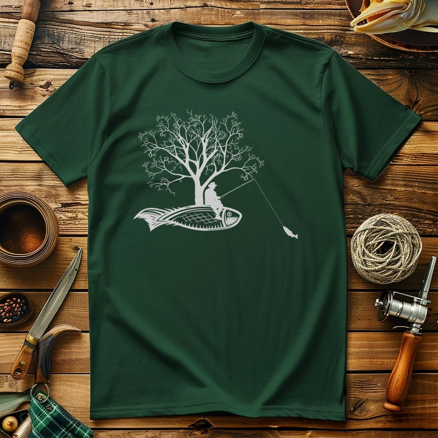Man Sat On Fish Drawing TShirt