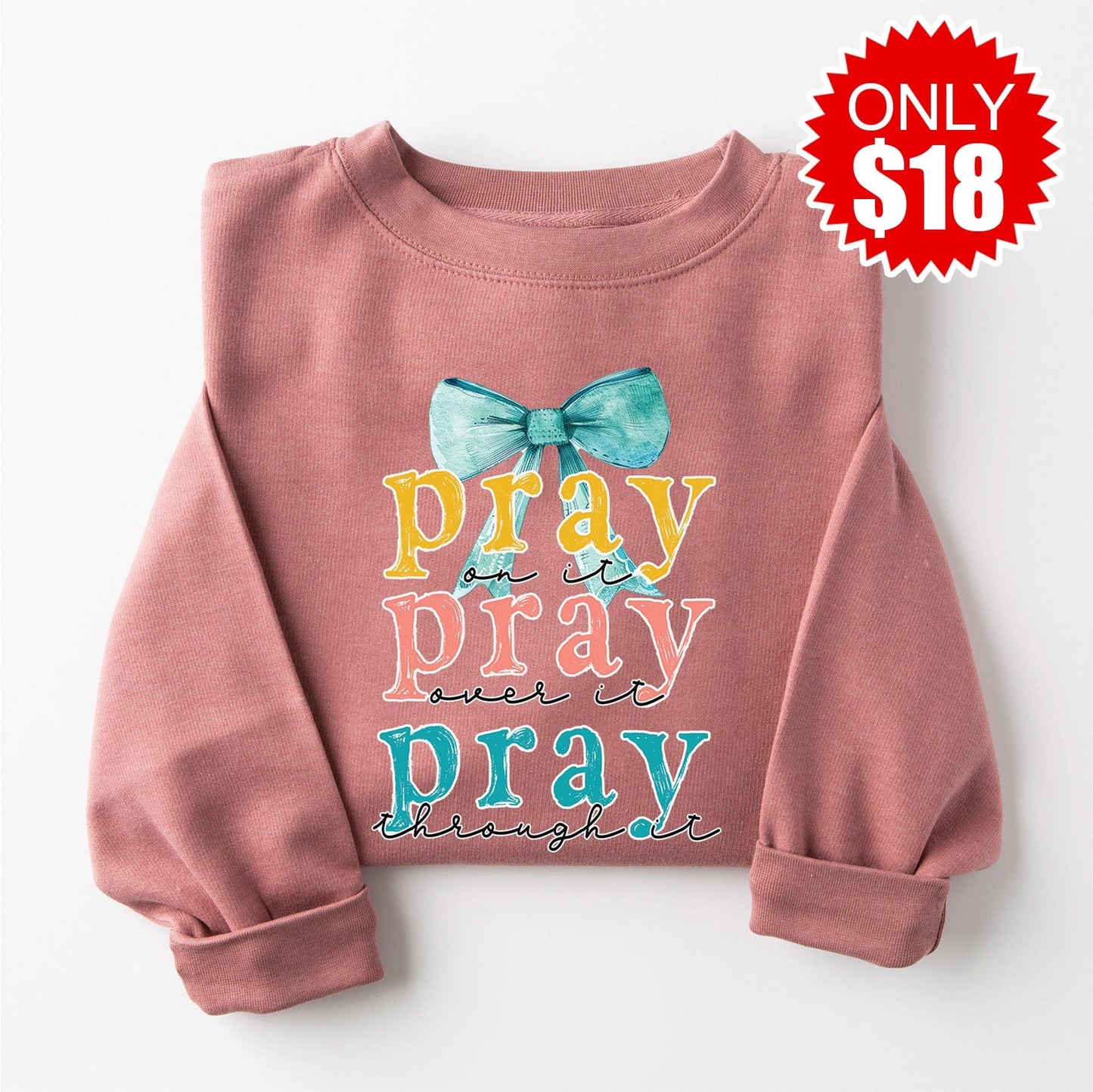 Pray on It Crewneck Sweatshirt - Heather Mauve