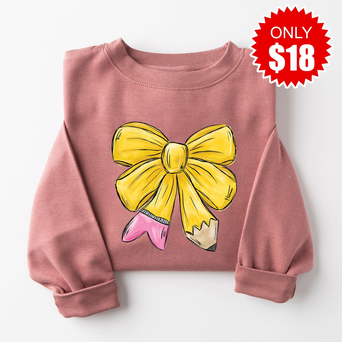Pencil Bow Sweatshirt - Heather Mauve - 18