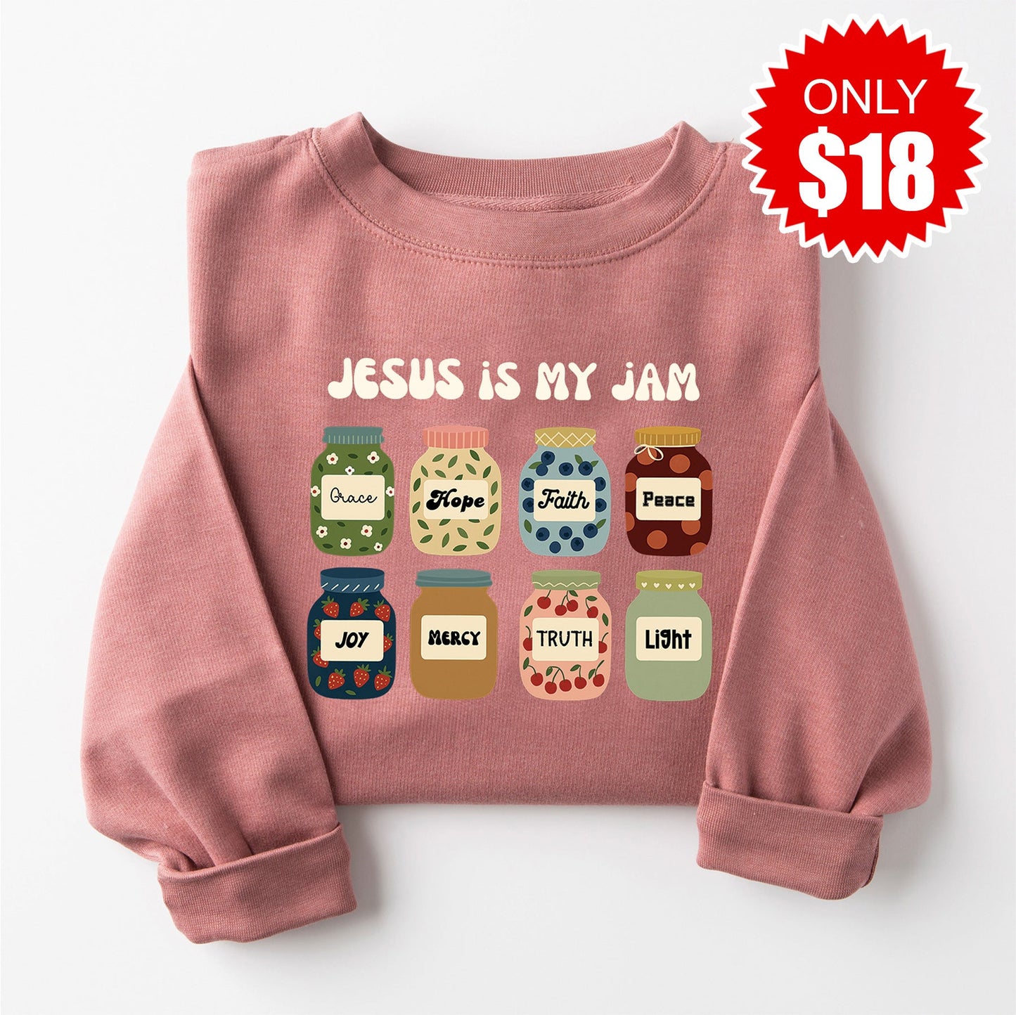 Jesus is my Jam Sweatshirt - Heather Mauve - 18