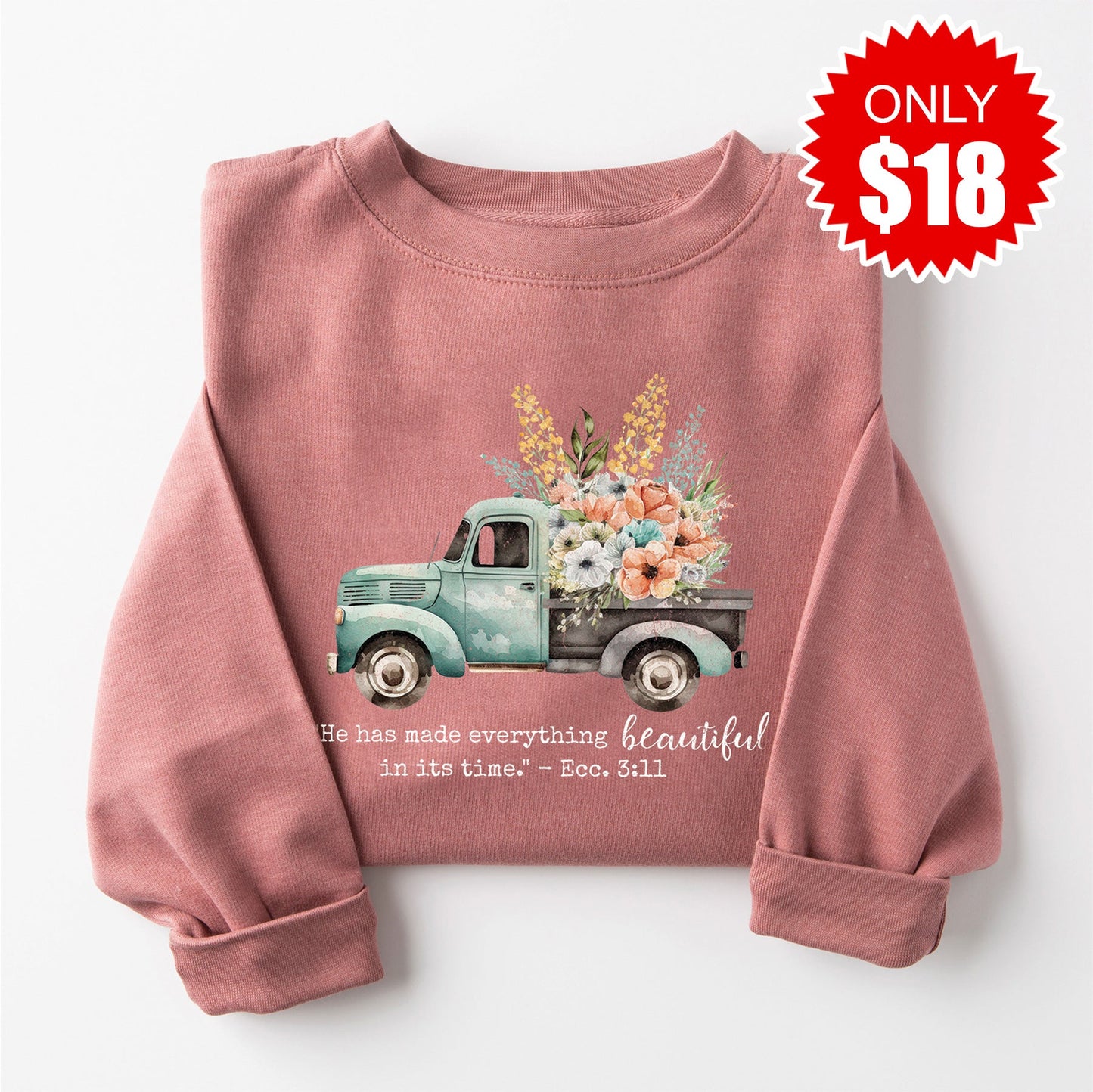 Beautiful In Its Time Sweatshirt - Heather Mauve - 18