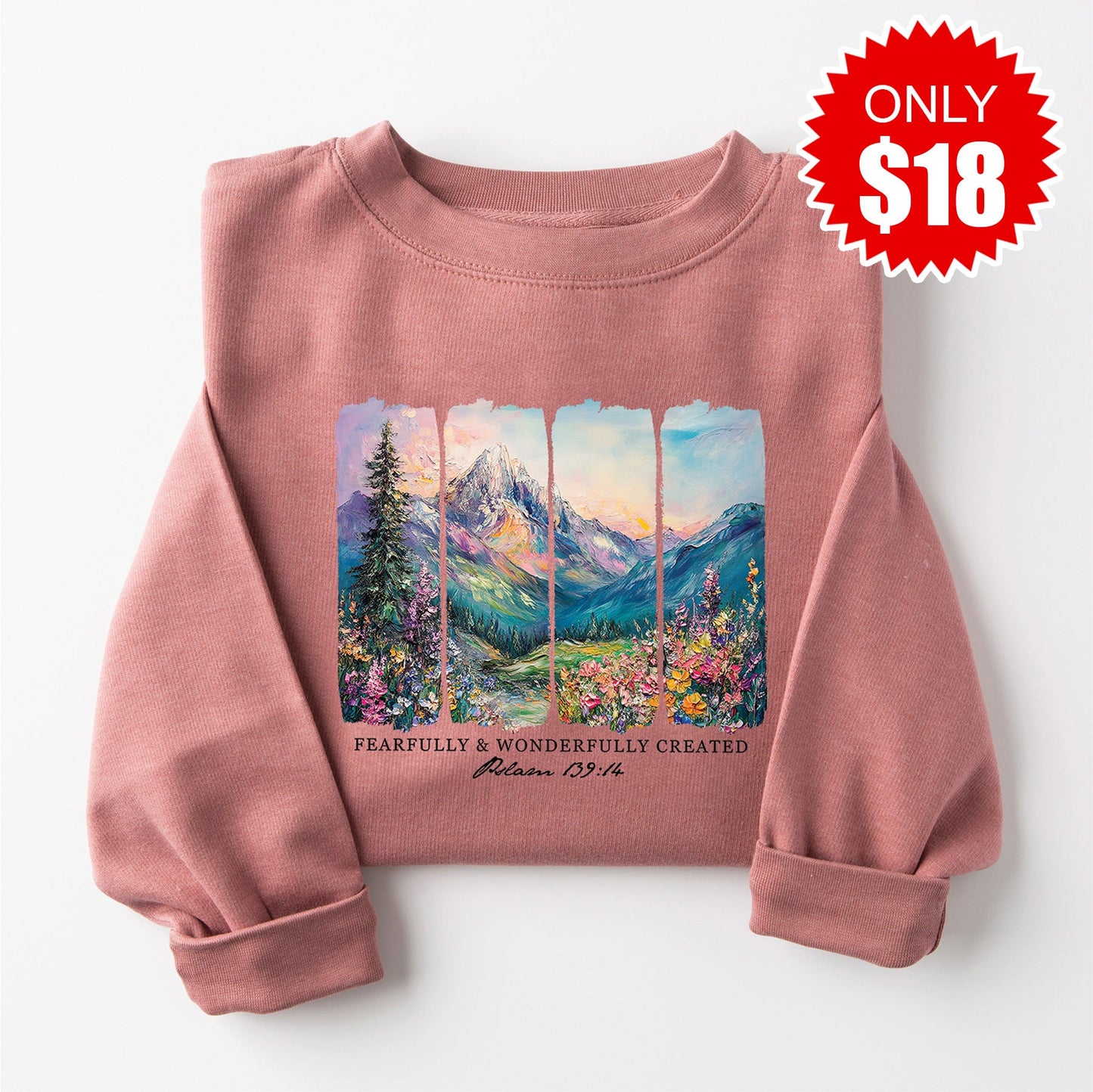 Fearfully and Wonderfully Created Sweatshirt - Heather Mauve - 18