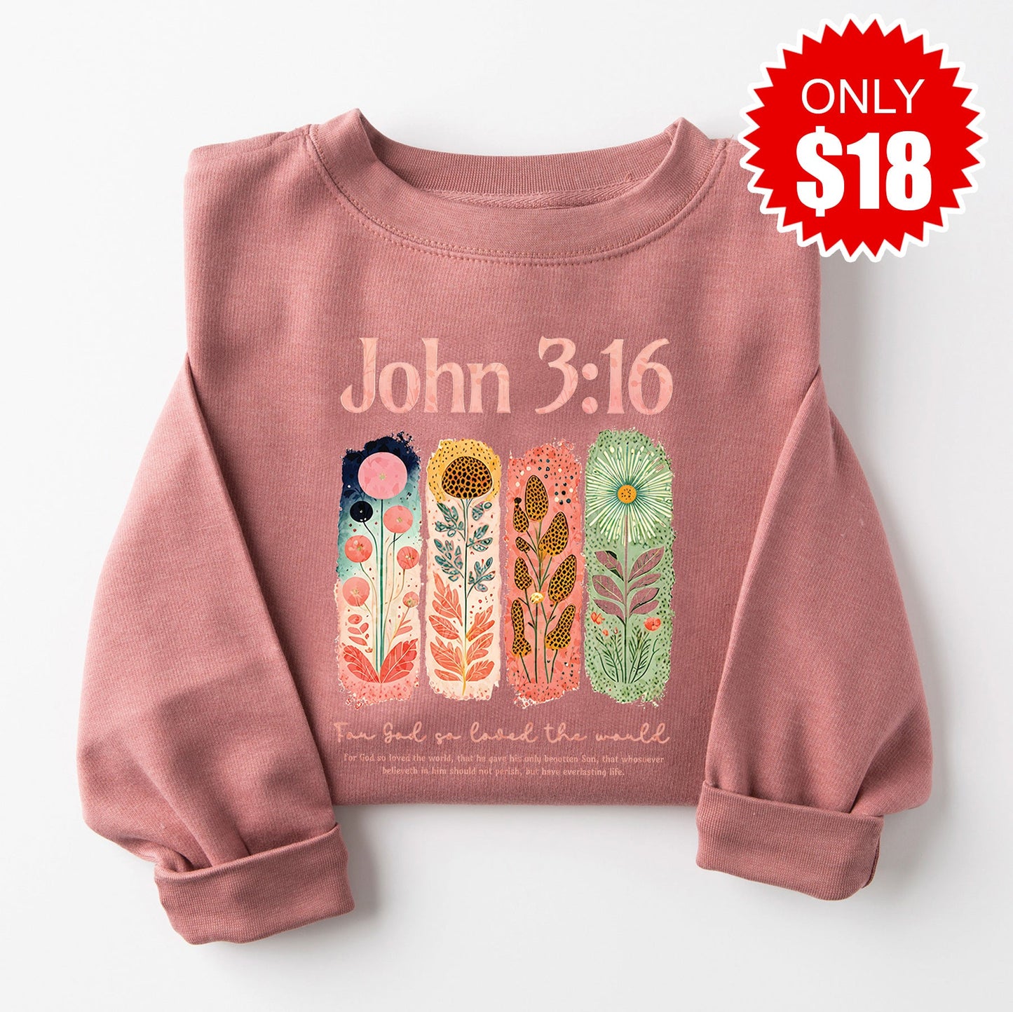 John 3:16 Sweatshirt - Heather Mauve - 18
