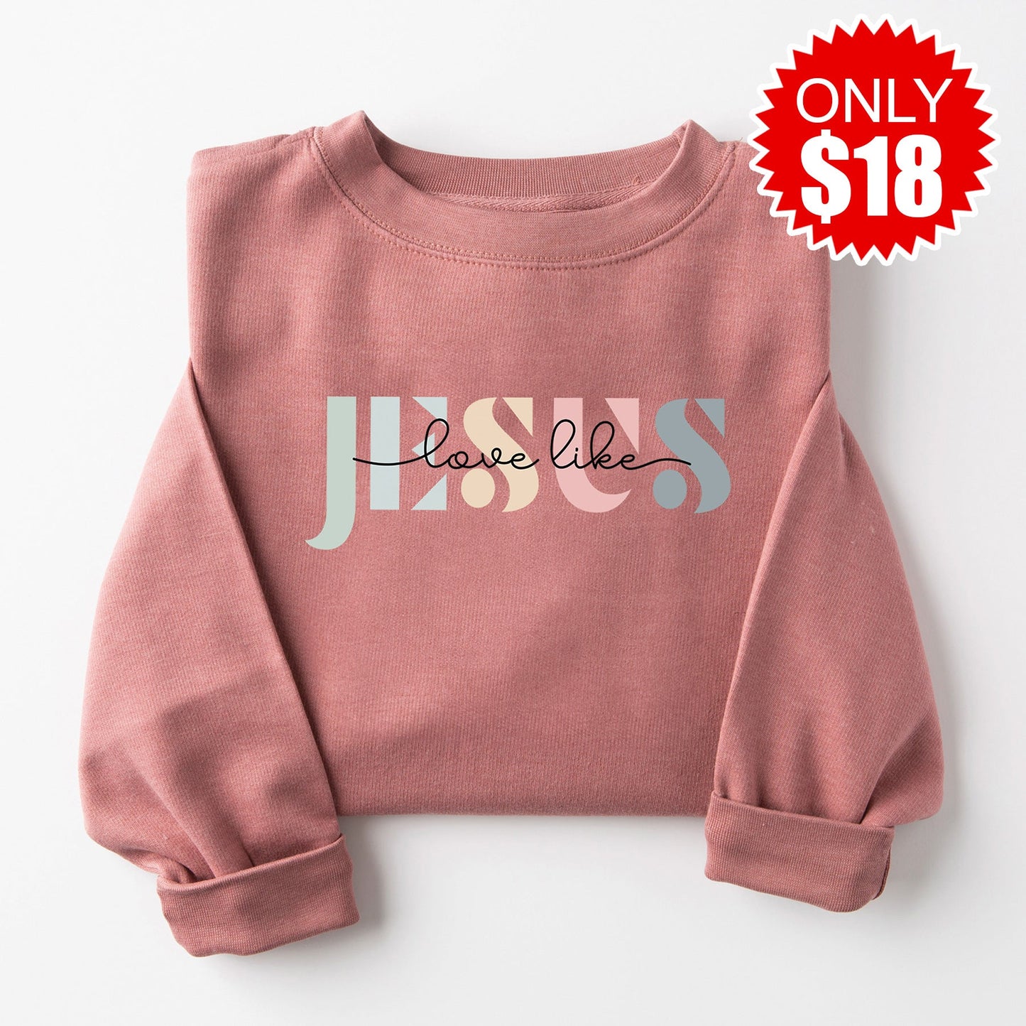 Love Like Jesus Crewneck Sweatshirt - Heather Mauve