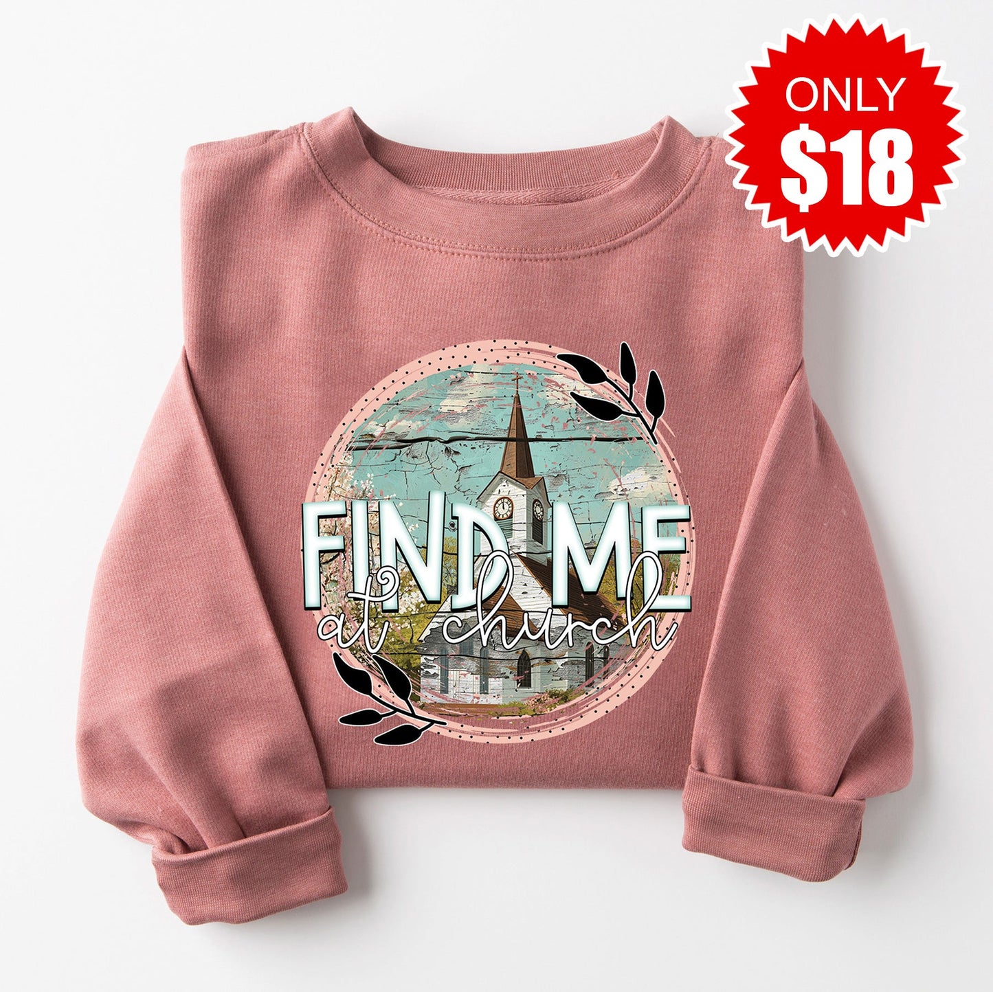Find Me At Church Sweatshirt - Heather Mauve - 18