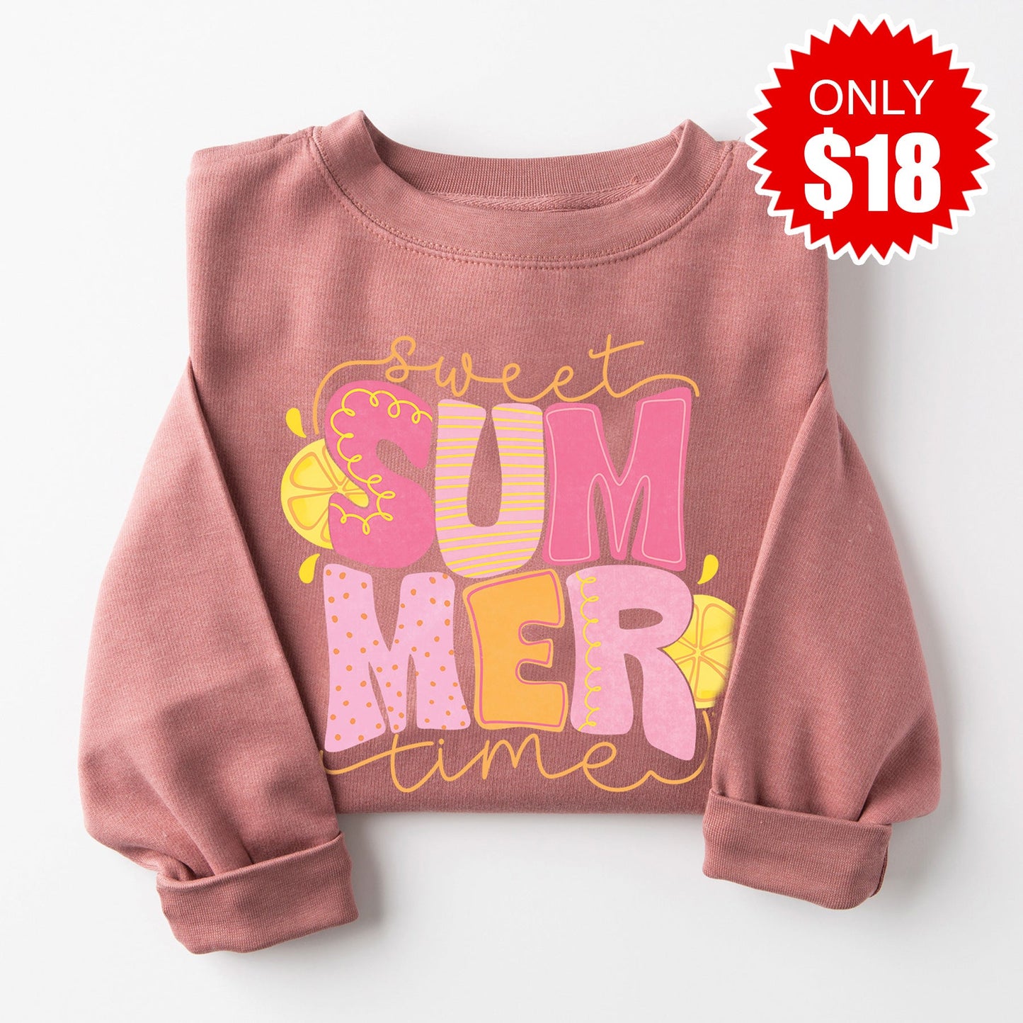 Sweet Summertime Sweatshirt - Heather Mauve - 18