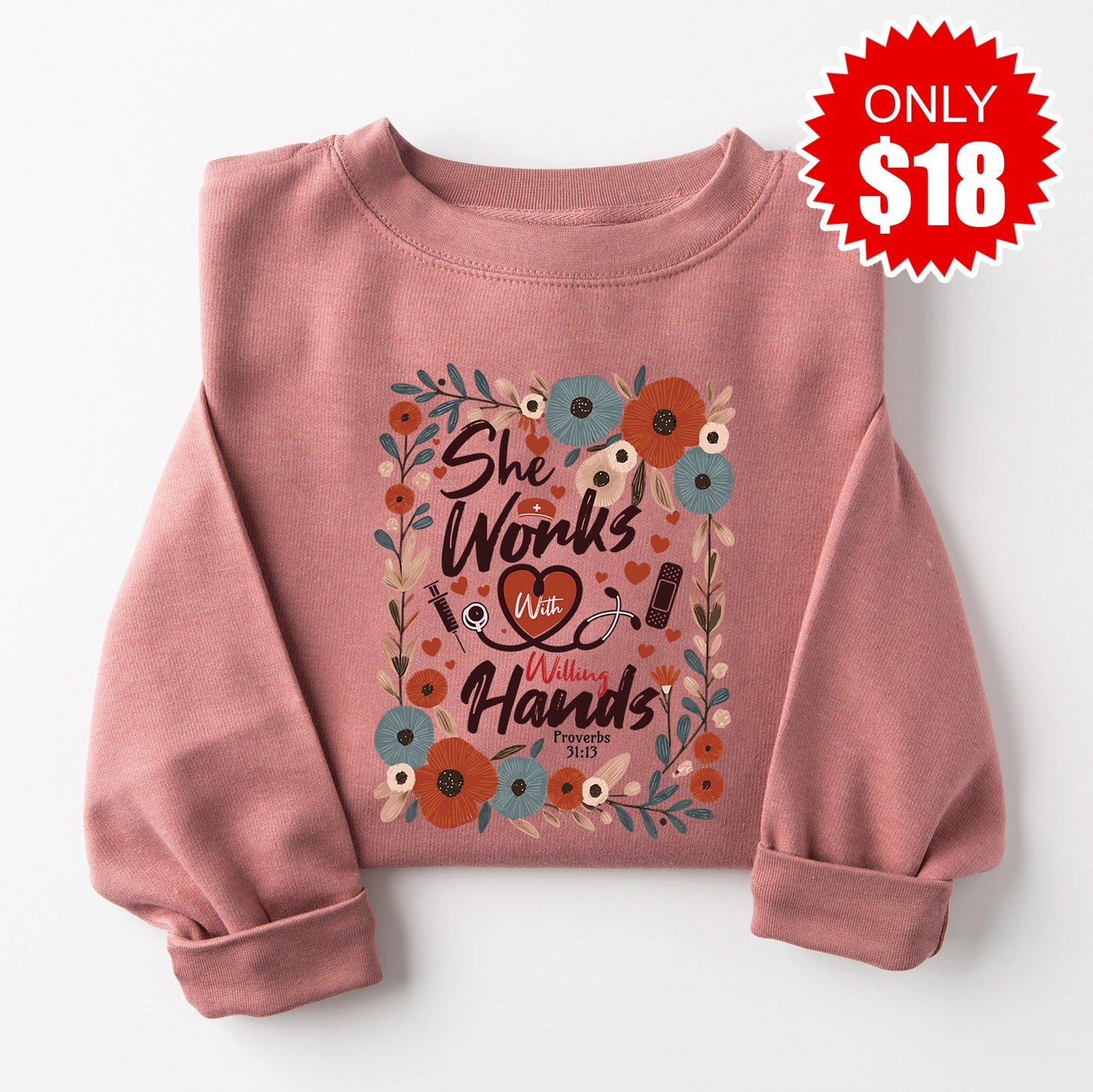 She Works Sweatshirt - Heather Mauve - 18