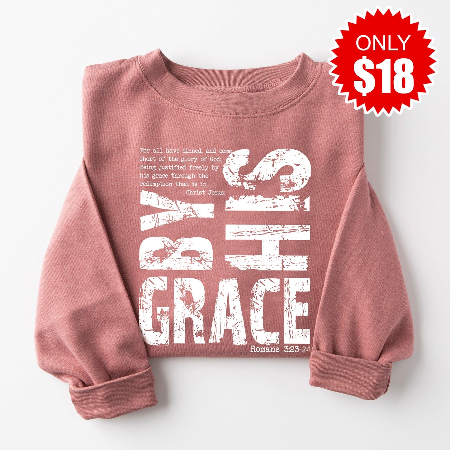 By His Grace Sweatshirt - Heather Mauve - 18
