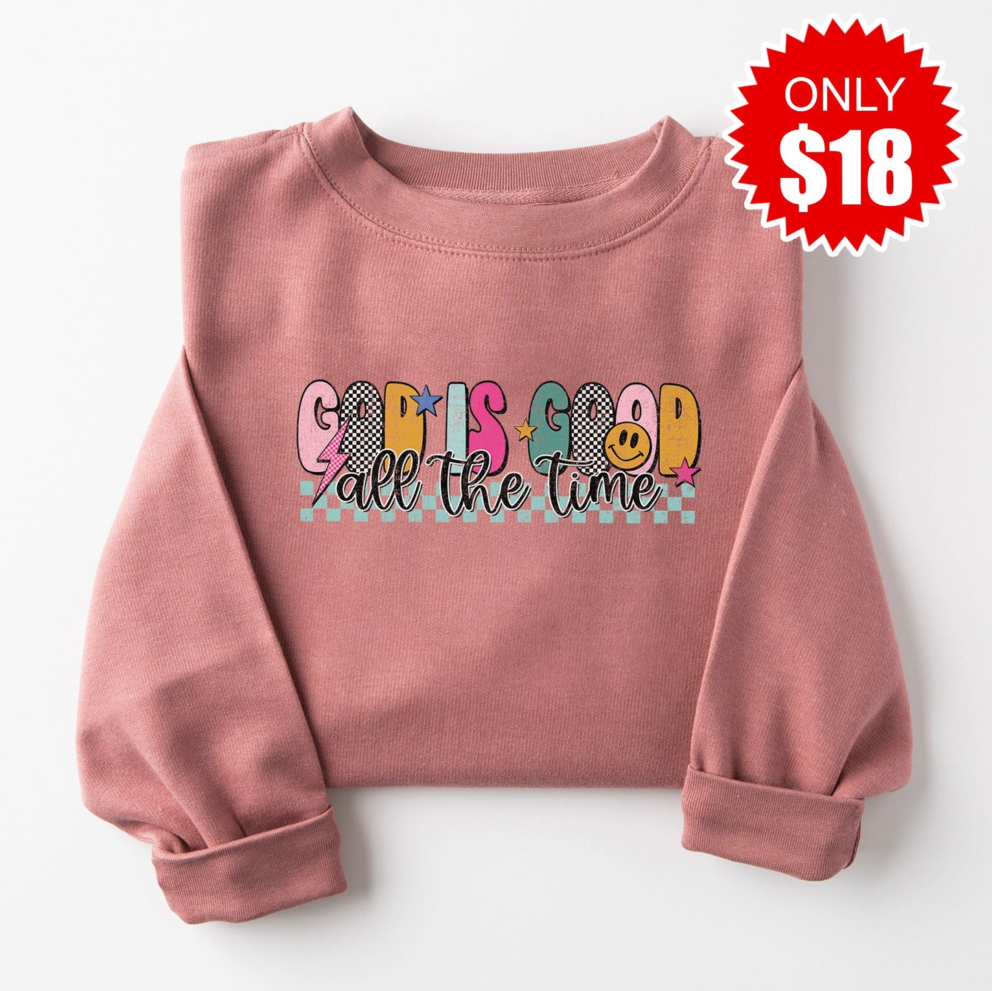 God is Good Sweatshirt - Heather Mauve - 18