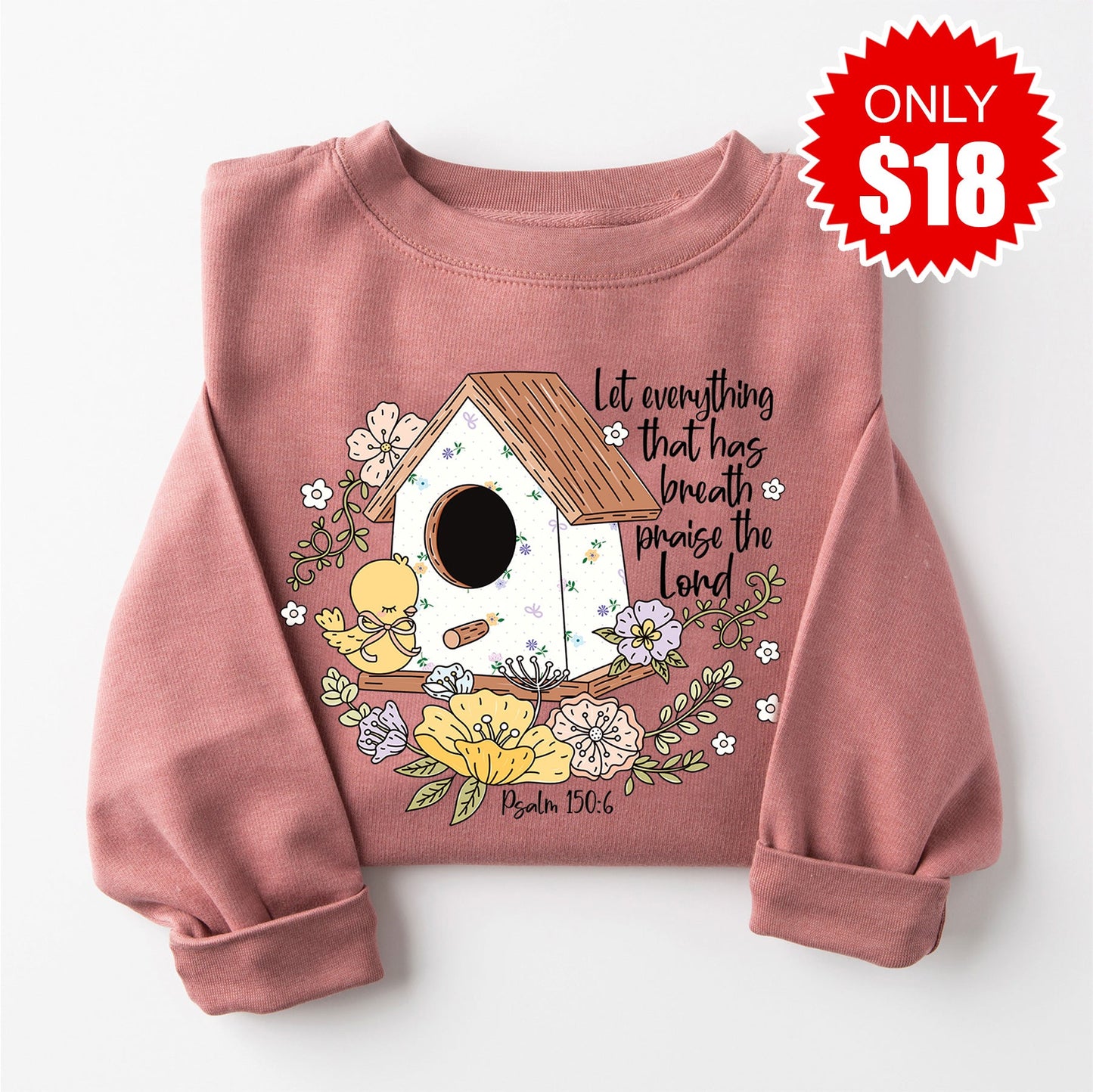 Let Everything that has Breath Sweatshirt - Heather Mauve - 18