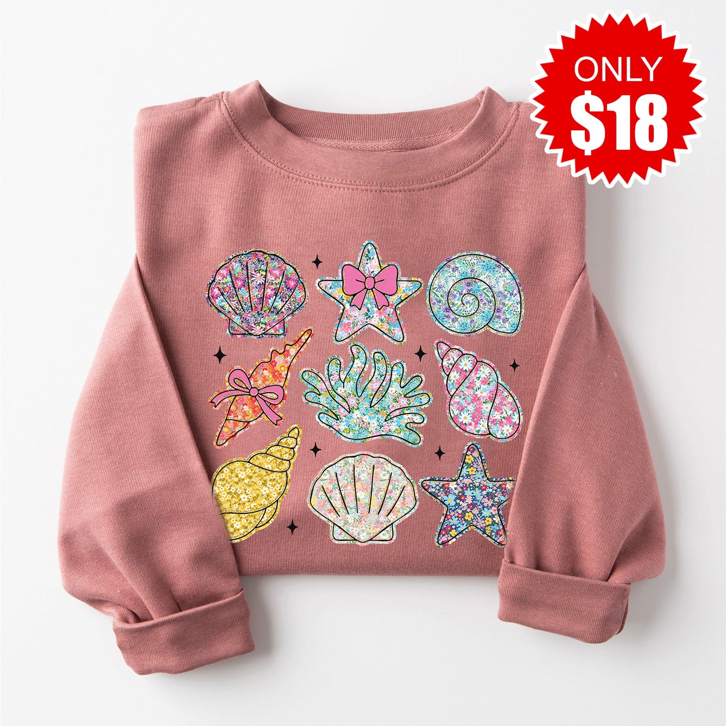 Shells Glitter Sweatshirt - Heather Mauve - 18
