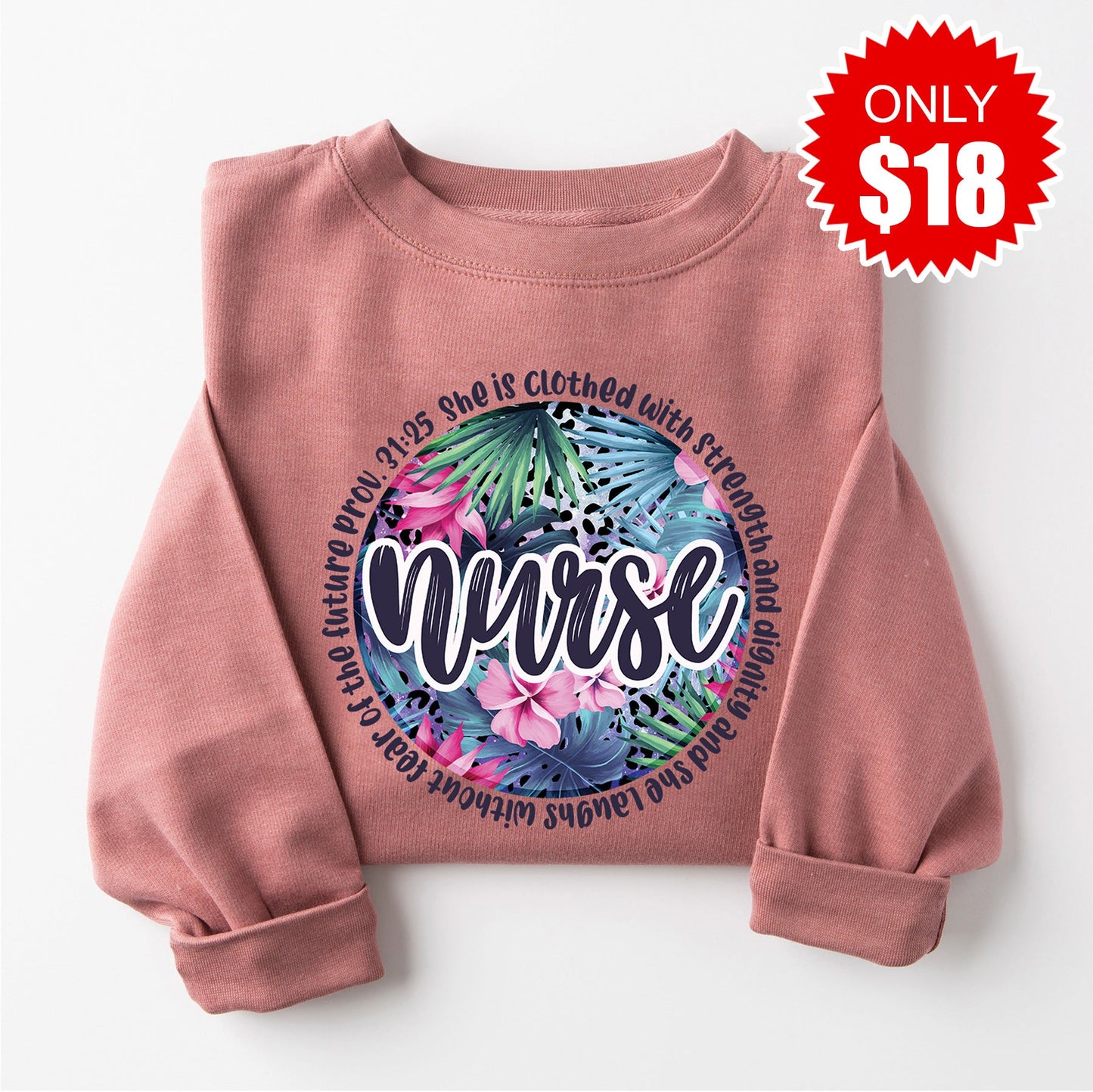 Nurse Tropical Sweatshirt - Heather Mauve - 18