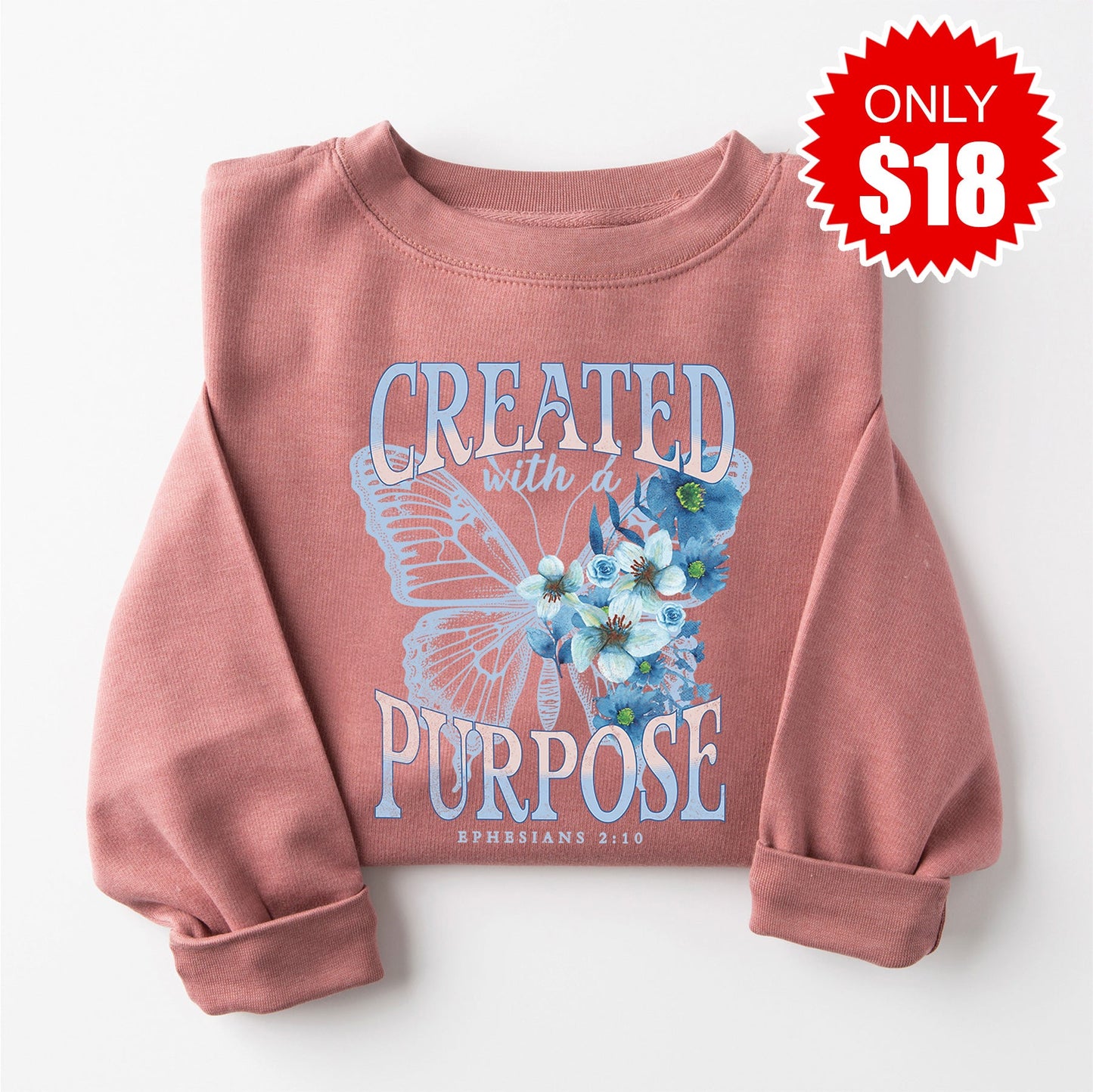 Created With A Purpose Sweatshirt - Heather Mauve - 18