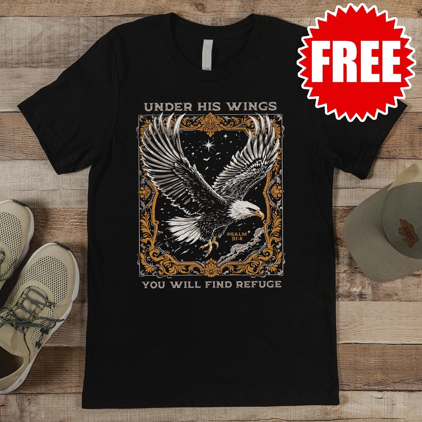 Under His Wings Eagle Men's Tee - 0