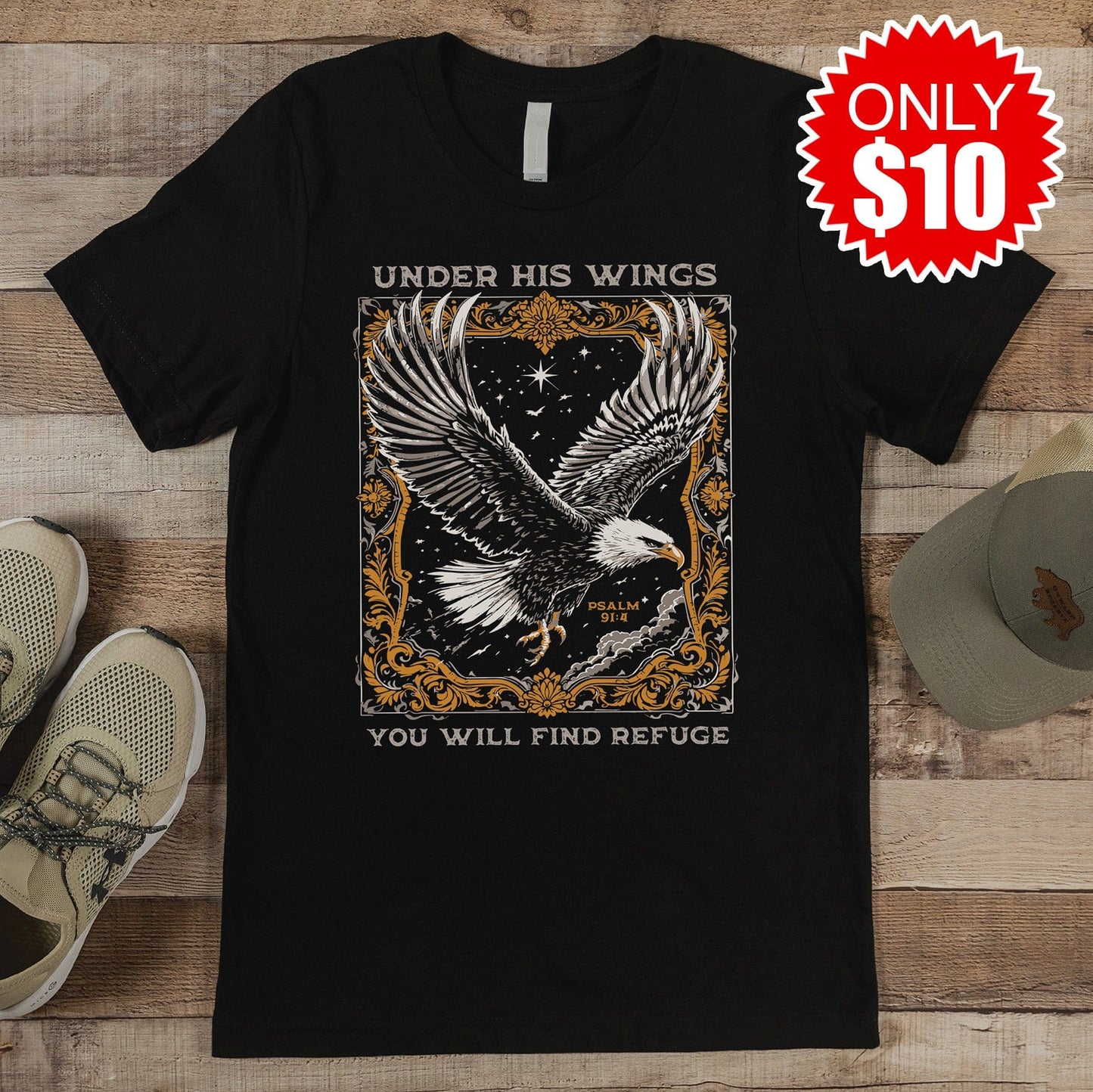 Under His Wings Eagle Men's Tee - 10