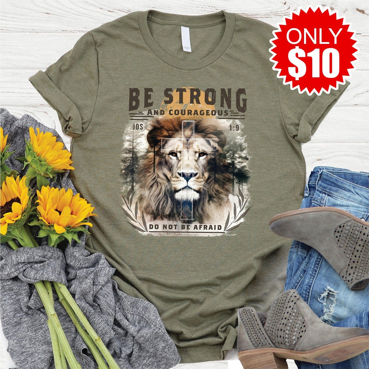 Be strong and courageous Lion Tee - 10