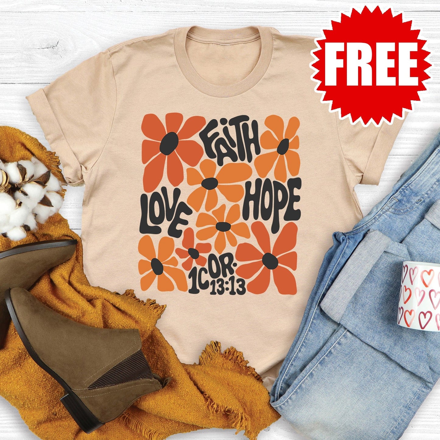 Faith Love Hope Boho Tee - 0