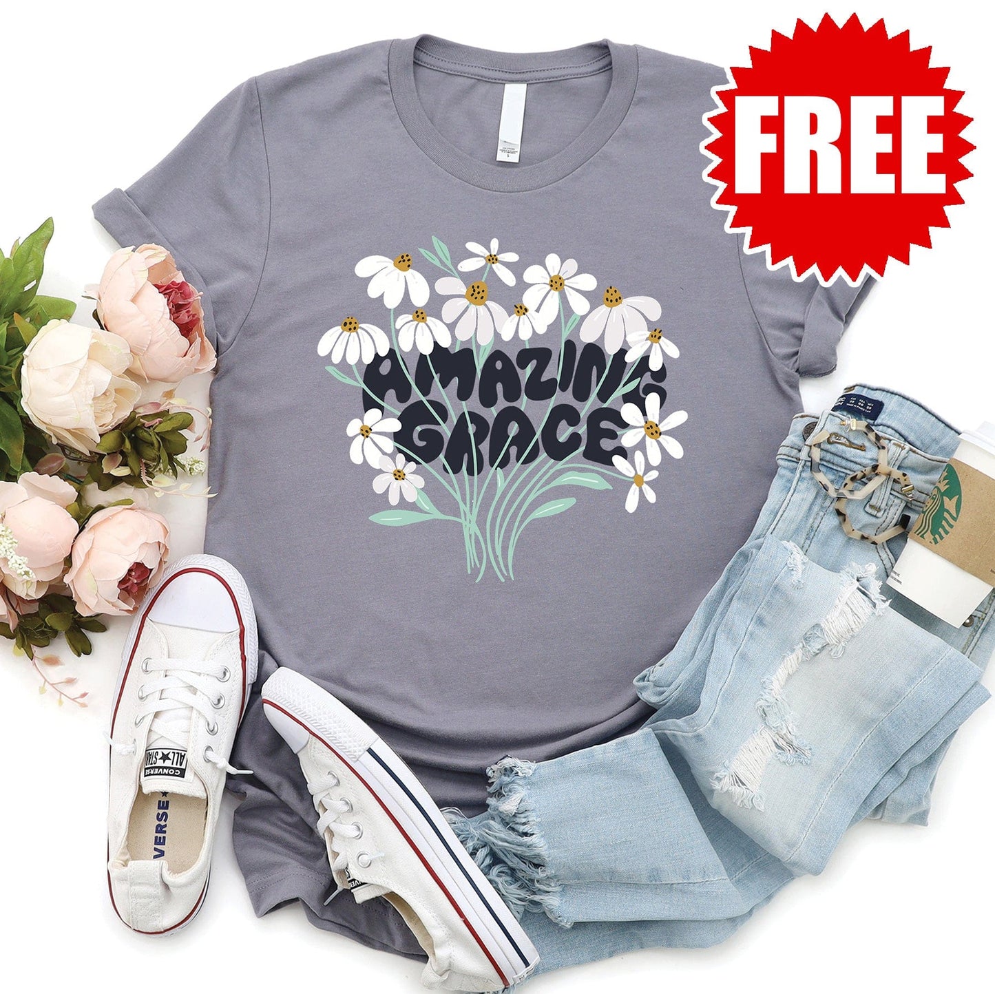 Amazing Grace Flowers Tee - 0