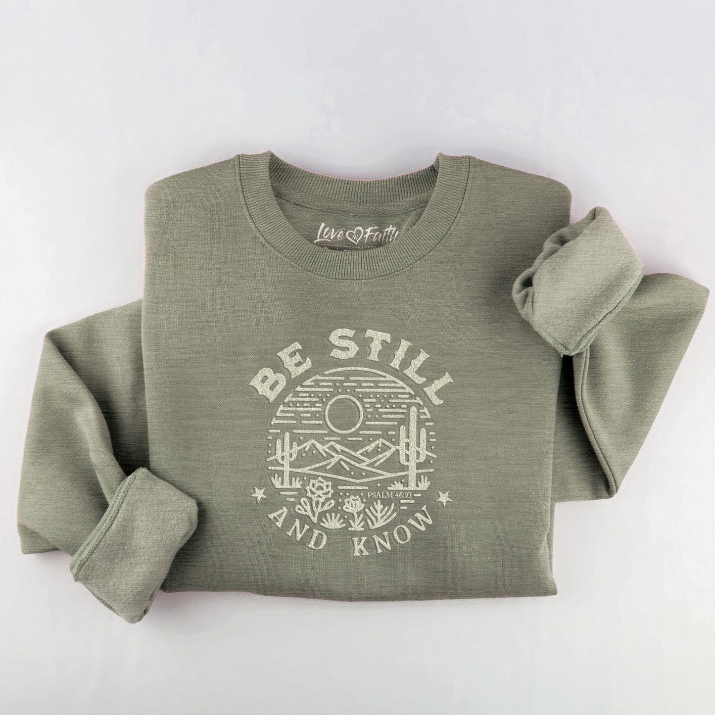Embroidered Be Still And Know Crewneck Sweatshirt