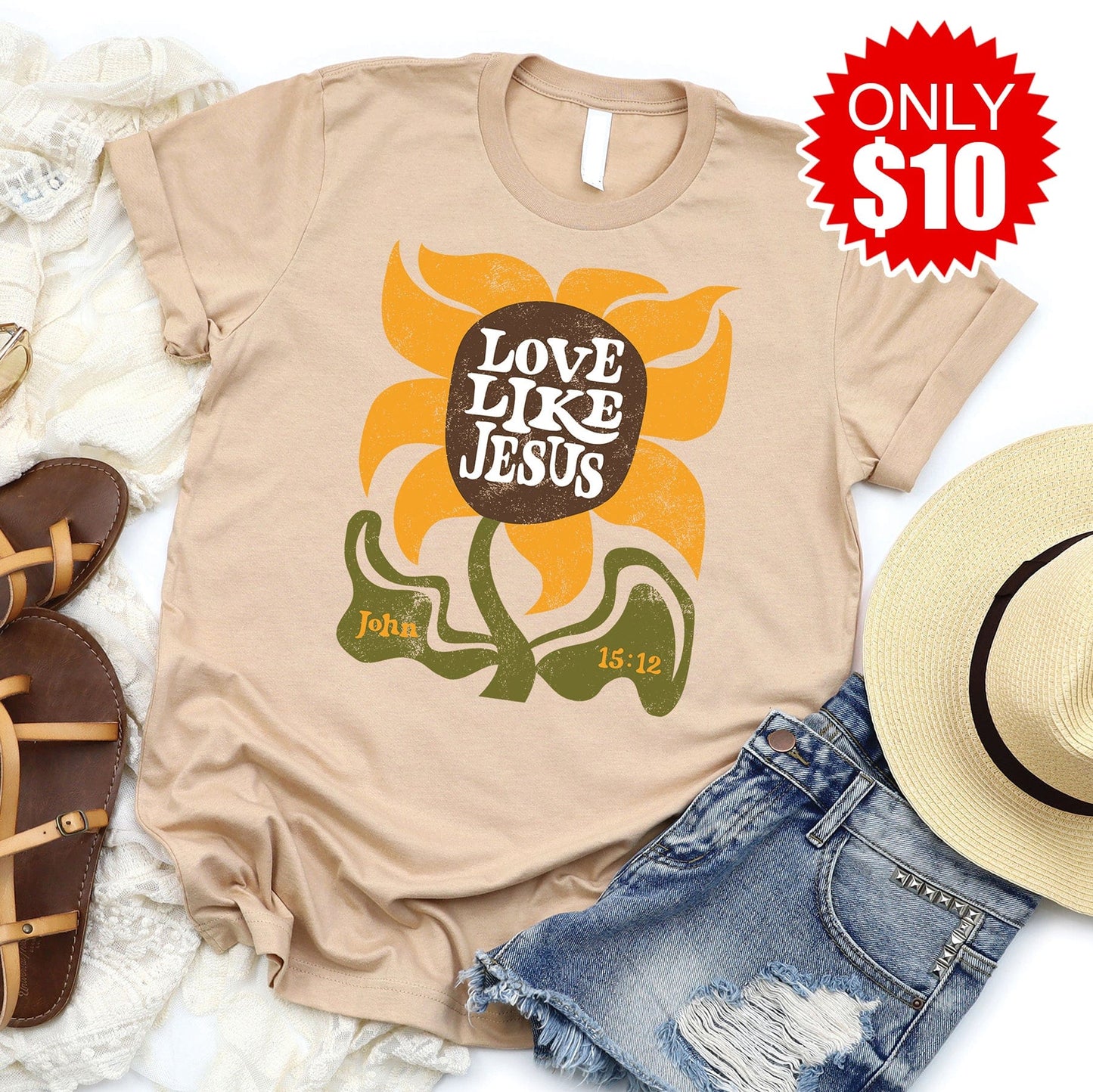 Love Like Jesus Flower Tee - 10