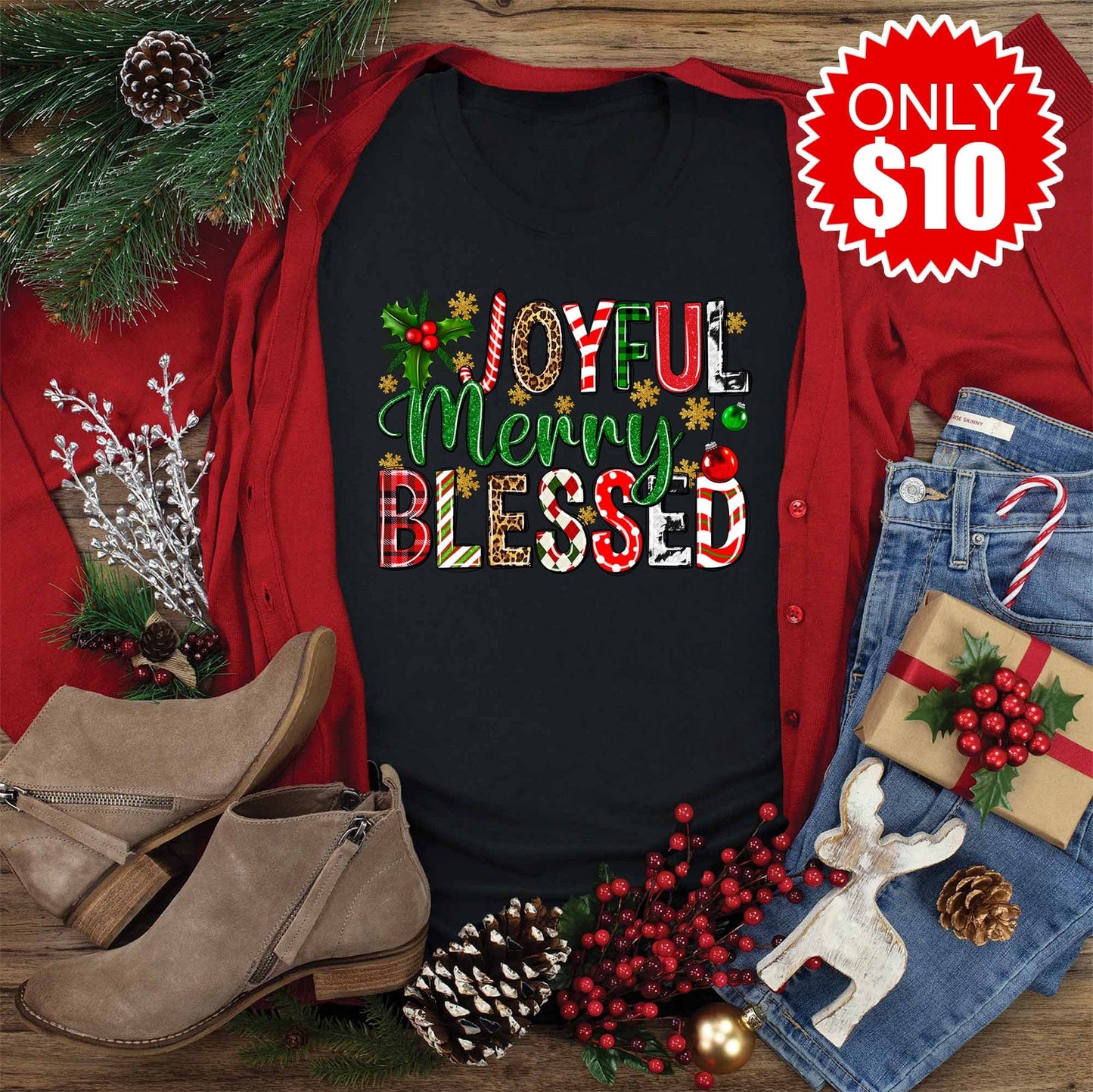 Joyful Merry Blessed Tee - 10