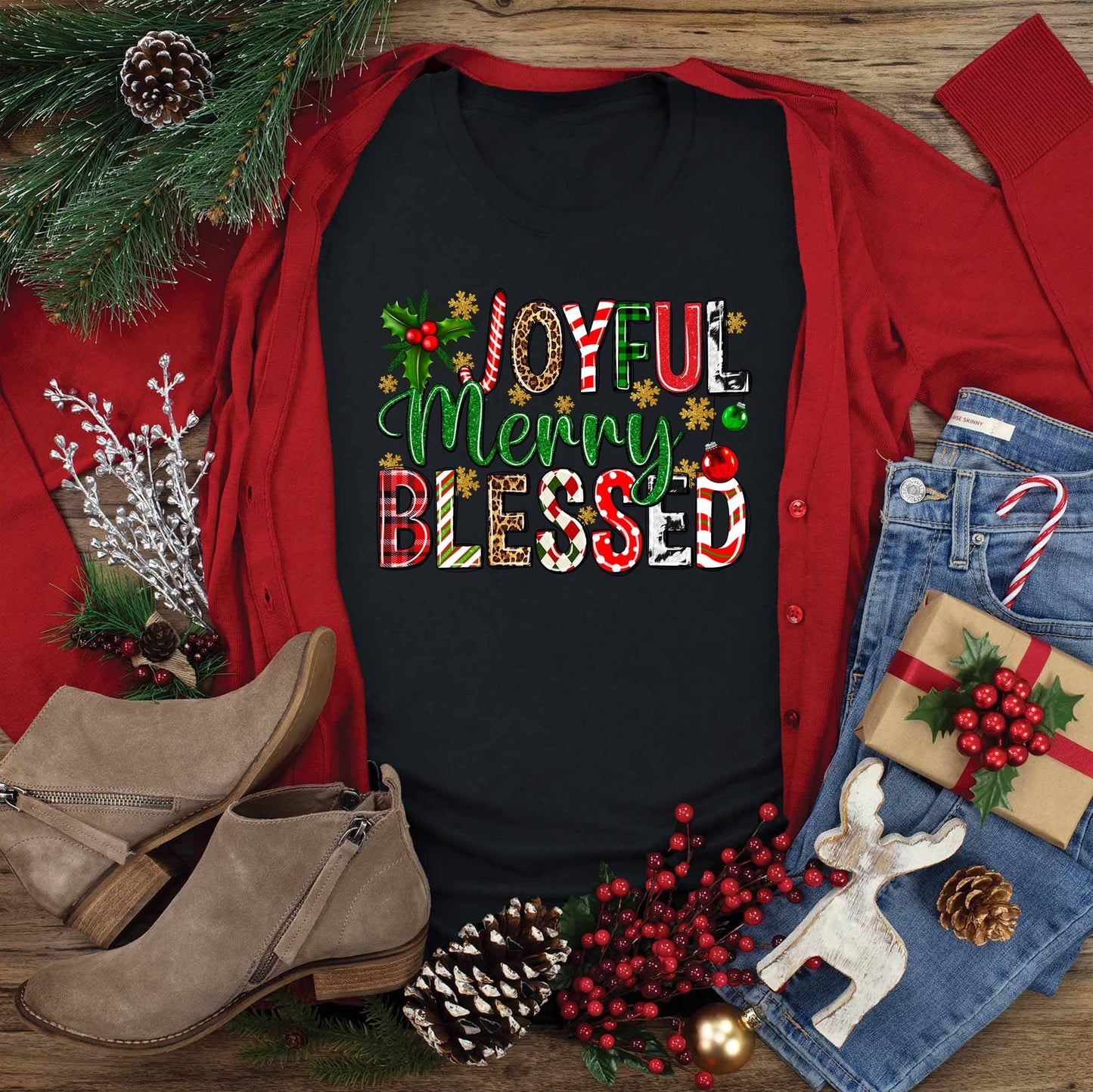 Joyful Merry Blessed Tee - 5