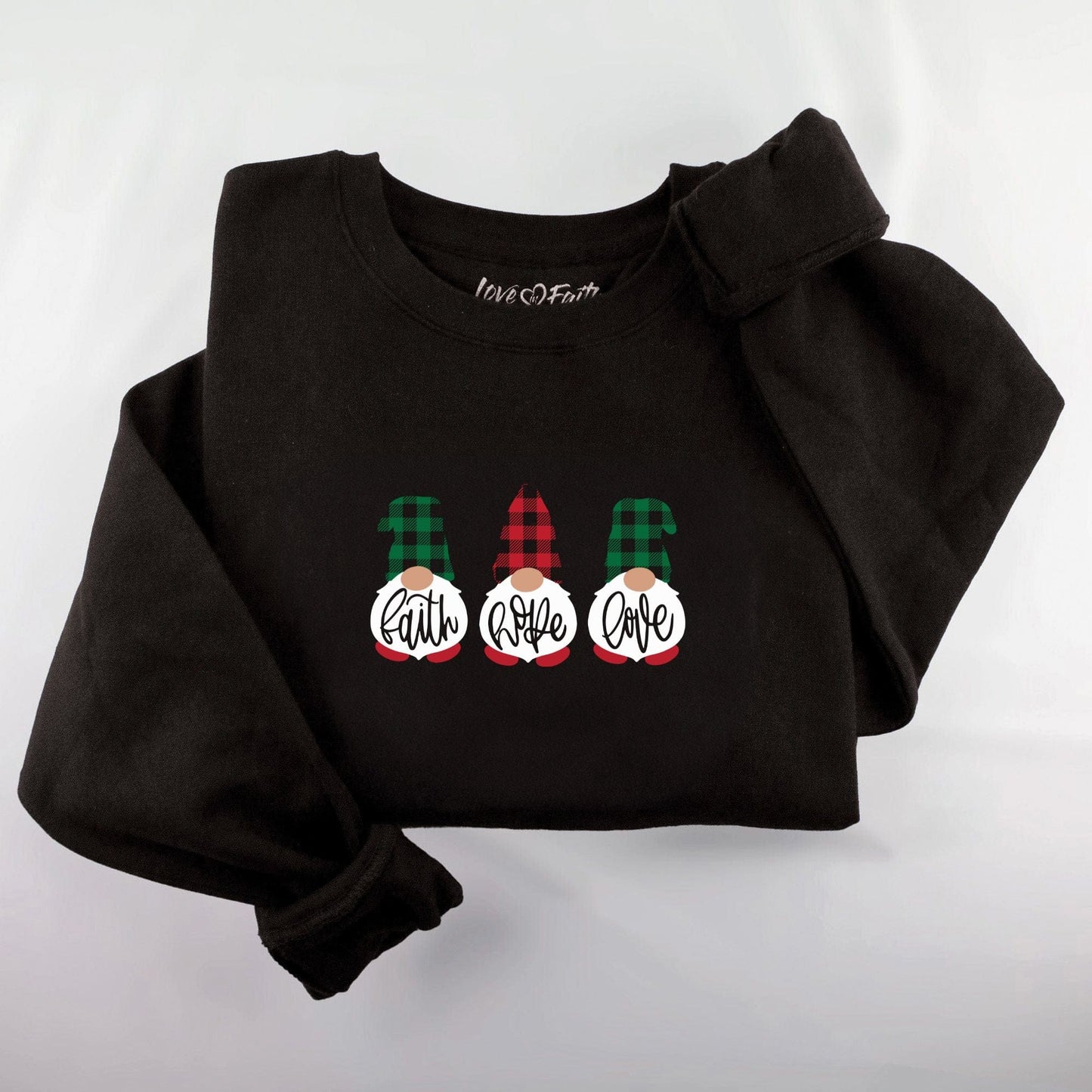 Embroidered Faith Hope Love Gnomes Sweatshirt - 10