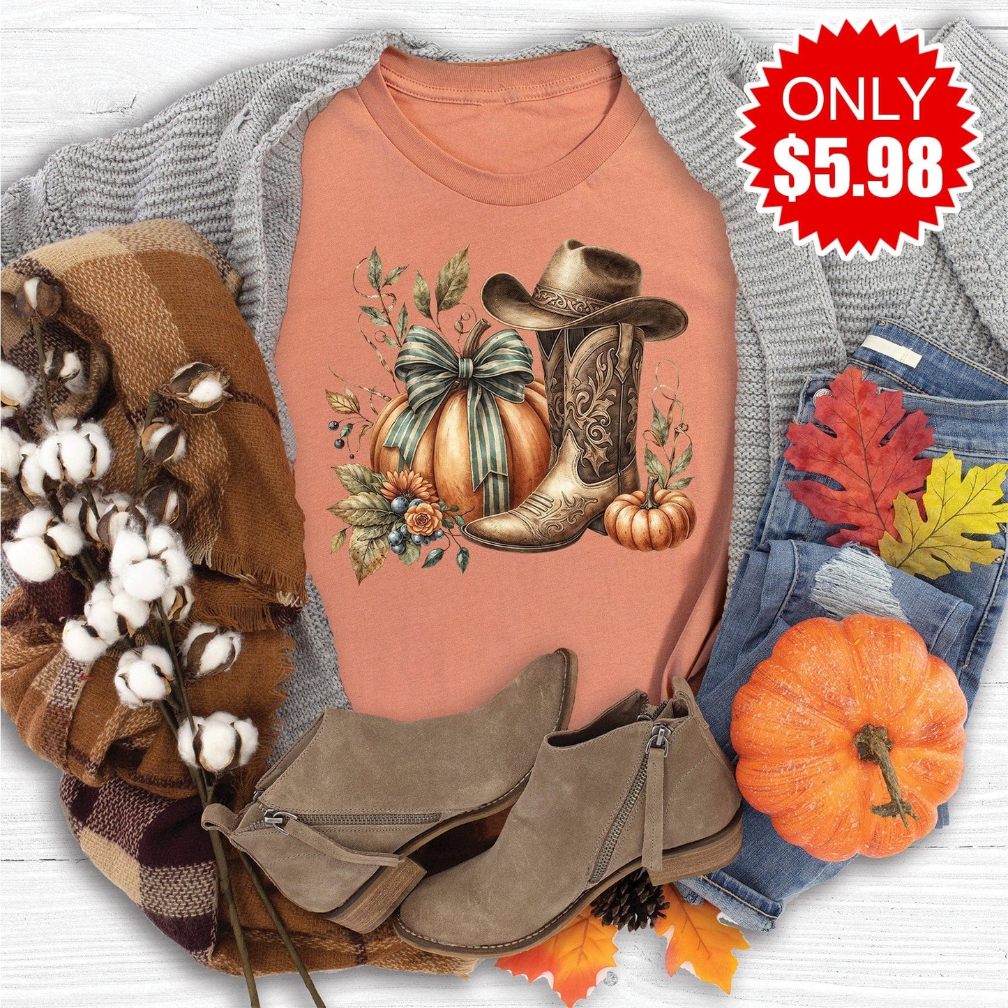 Pumpkin & Boots Tee - 5.98