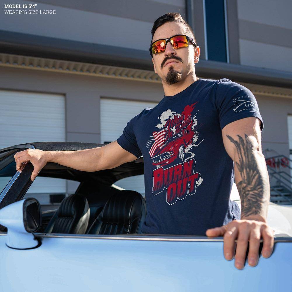 Burn Out T-Shirt  - Navy