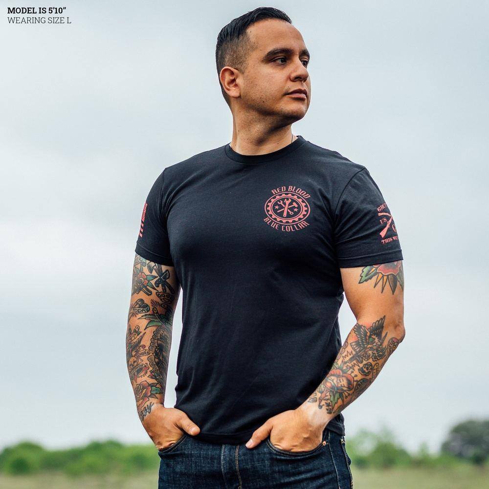 Red Blood Blue Collar¬Æ Pinup T-Shirt - Black