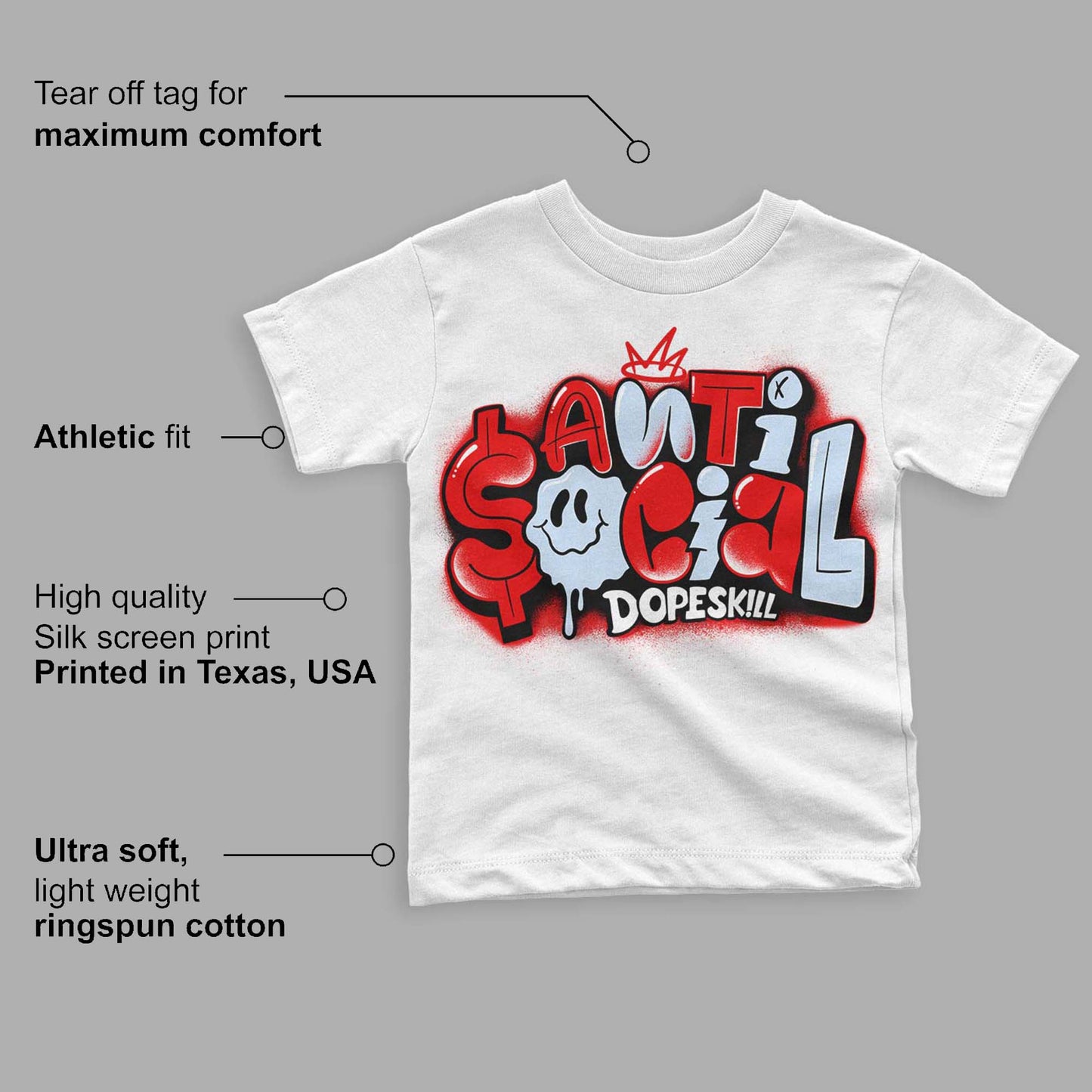 Cherry 11s DopeSkill Toddler Kids T-shirt Anti Social Graphic