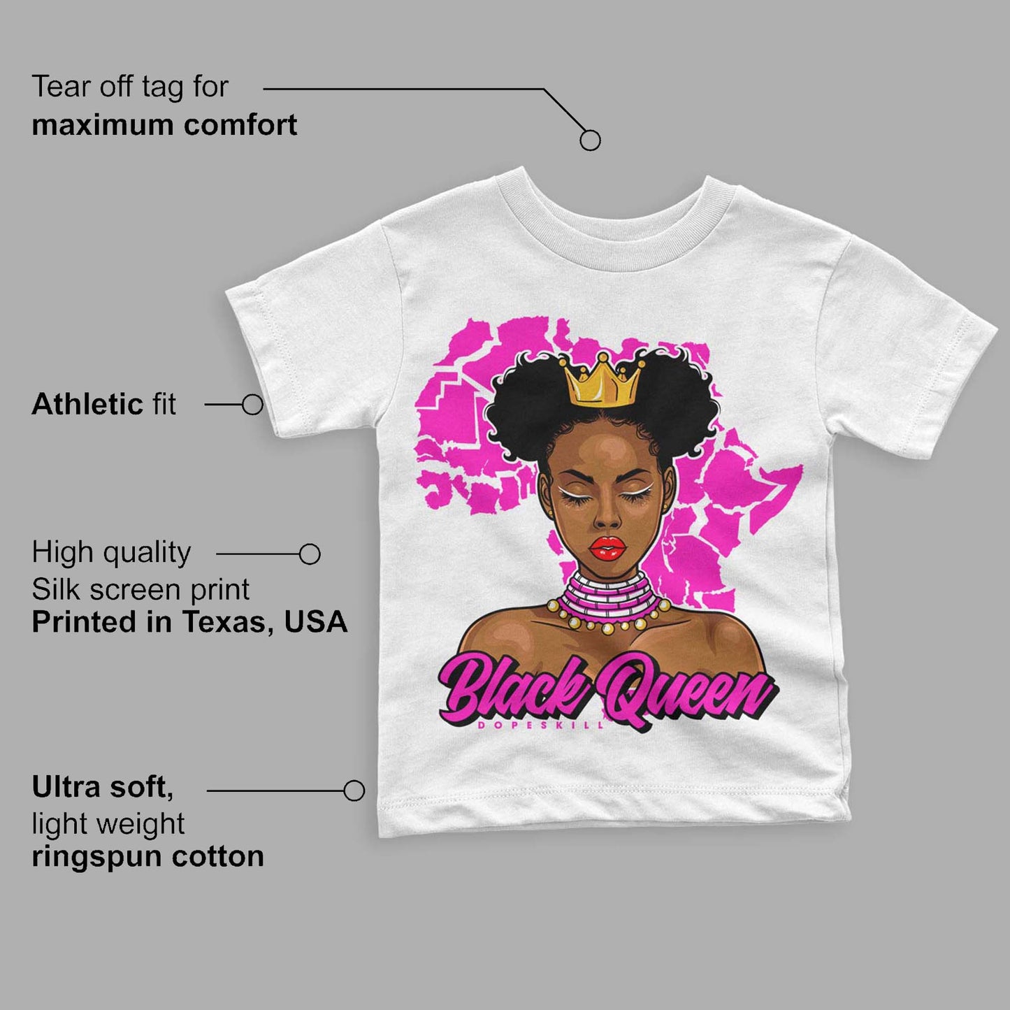 Dunk Low Active Fuchsia DopeSkill Toddler Kids T-shirt Black Queen Graphic