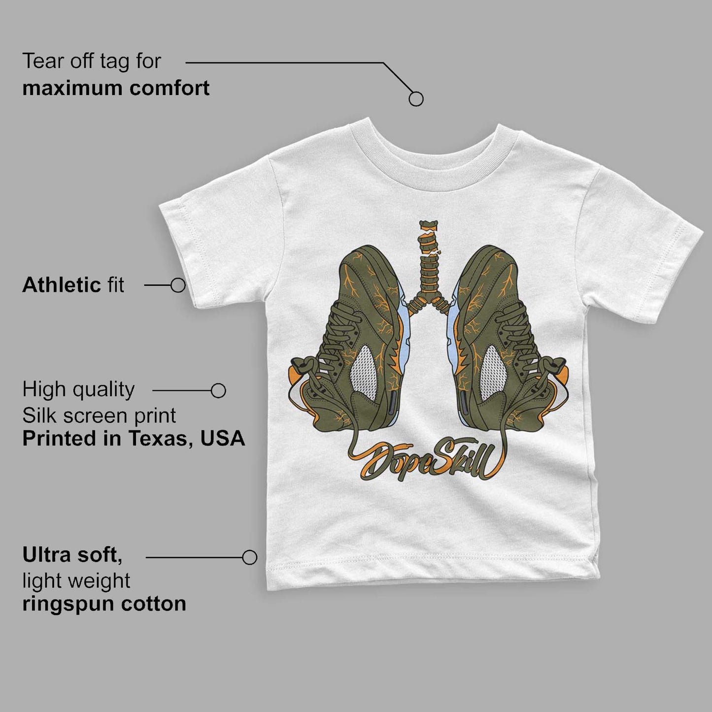 Olive 5s DopeSkill Toddler Kids T-shirt Breathe Graphic