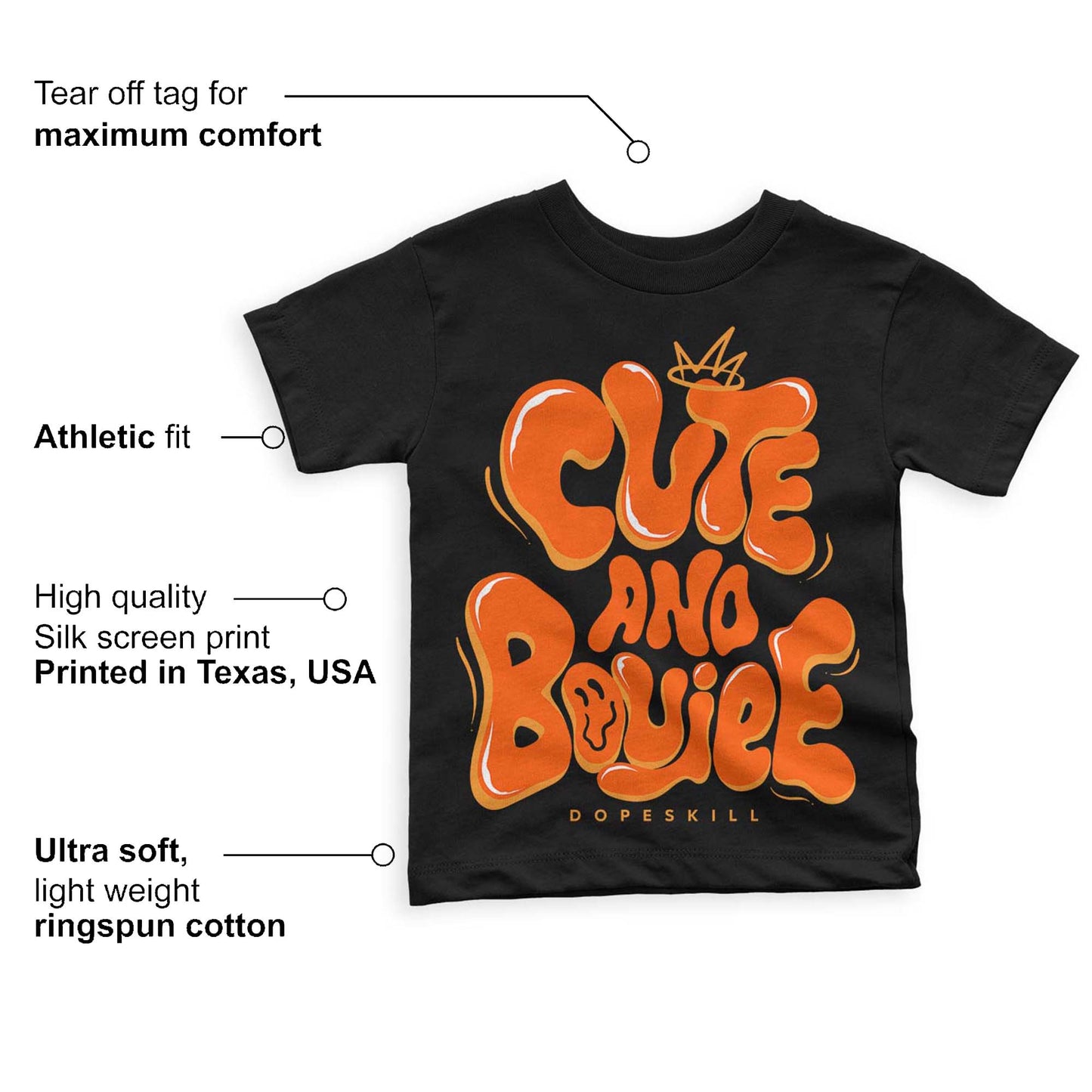 Brilliant Orange 12s DopeSkill Toddler Kids T-shirt Cute and Boujee Graphic